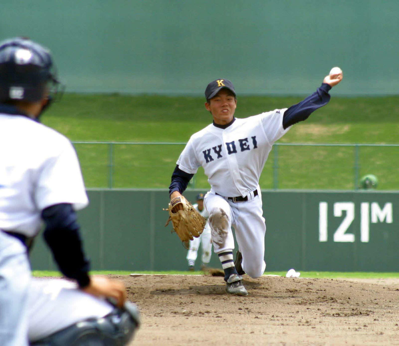 03年7月、菊華戦で力投する享栄・大島