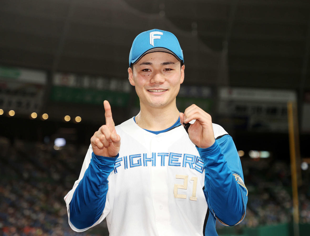 西武対日本ハム　今季10本塁打を放ち笑顔を見せる日本ハム清宮（撮影・鈴木正人）