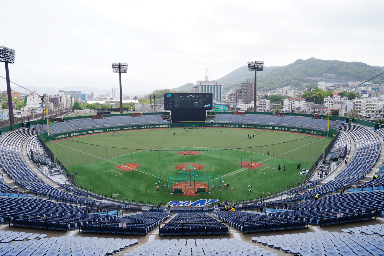 ソフトバンク－オリックスが行われる長崎県営野球場（23年4月18日撮影）