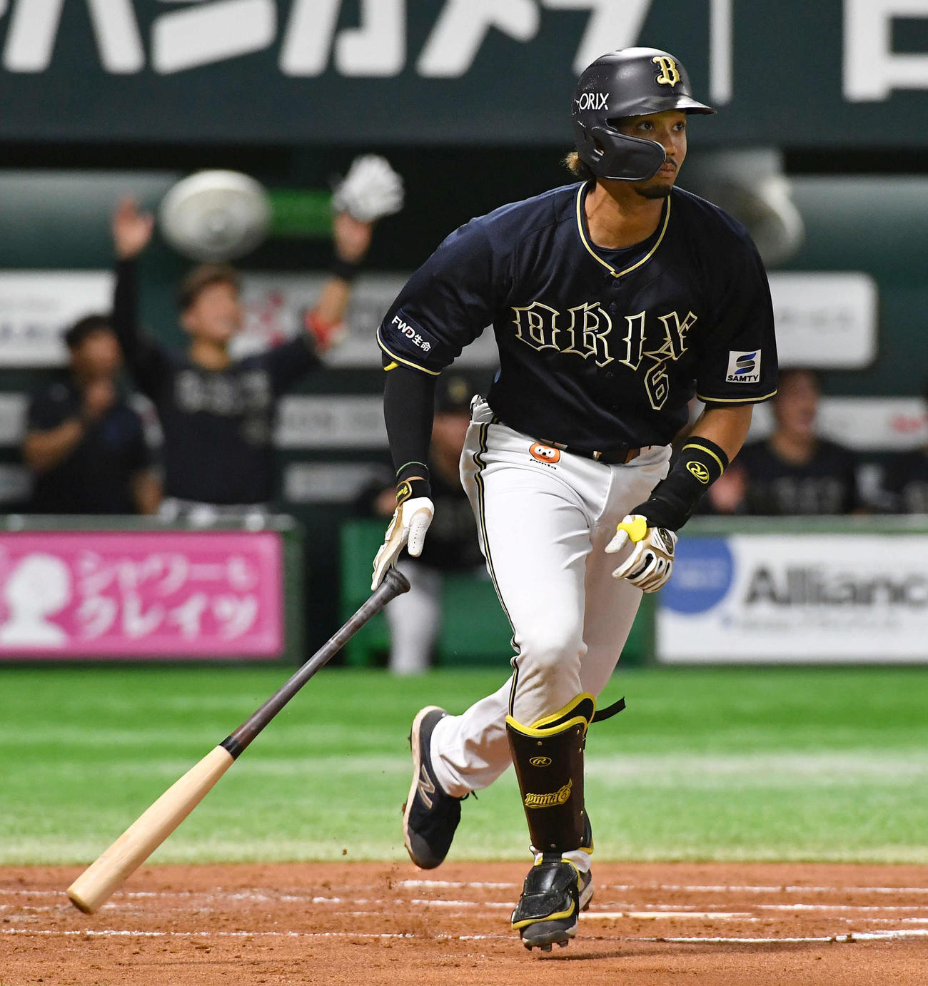 ソフトバンク対オリックス　2回表オリックス2死二、三塁、宗は2点適時右二塁打を放つ（撮影・岩下翔太）