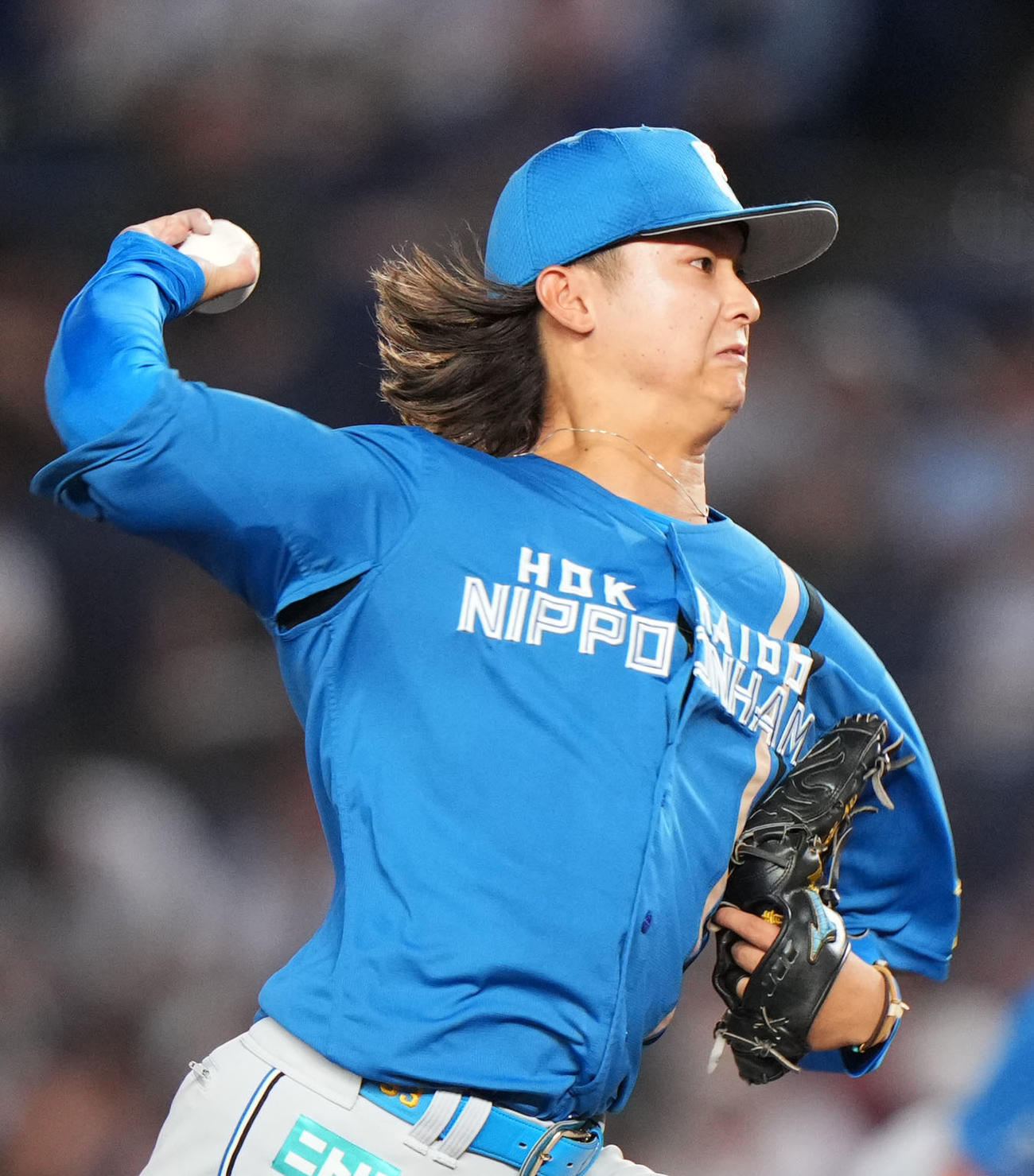 ロッテ対日本ハム　力投する日本ハム先発の田中瑛（撮影・横山健太）