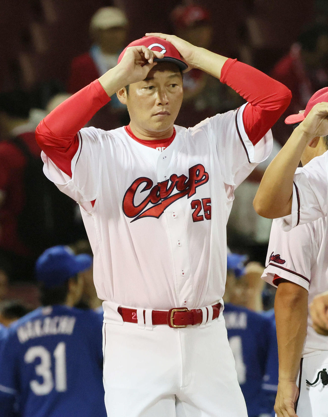 広島対中日　敗れた新井監督（撮影・加藤孝規）