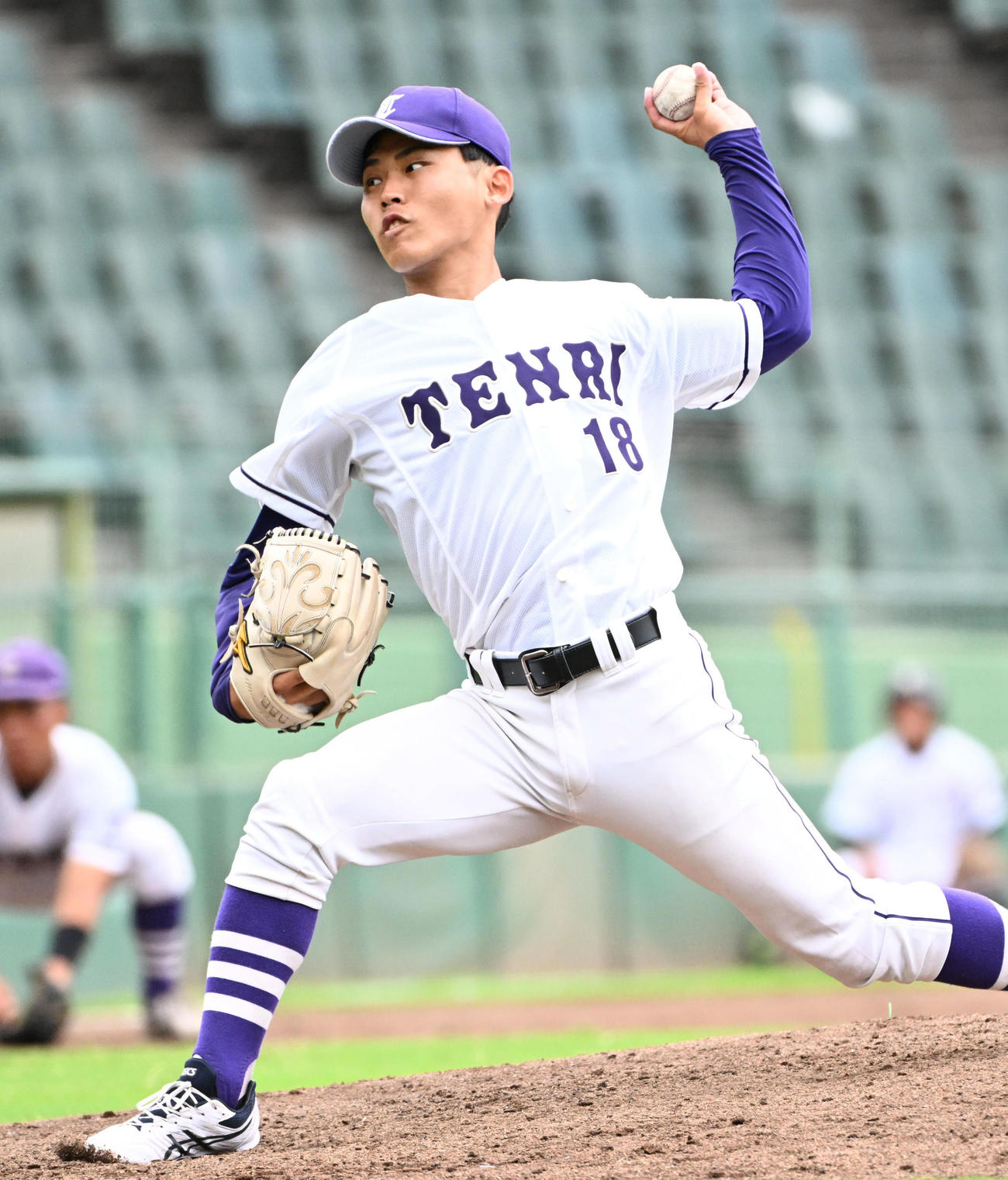 甲南大対天理大　天理大先発の本間悠貴（撮影・石井愛子）