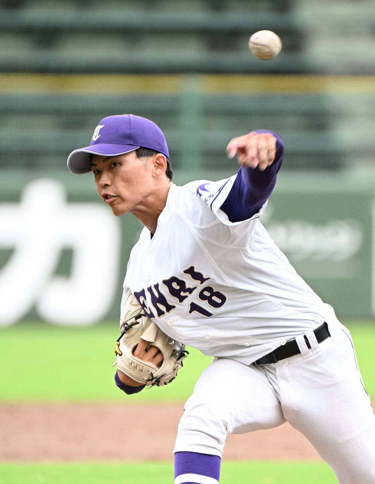 甲南大対天理大　天理大先発の本間悠貴（撮影・石井愛子）
