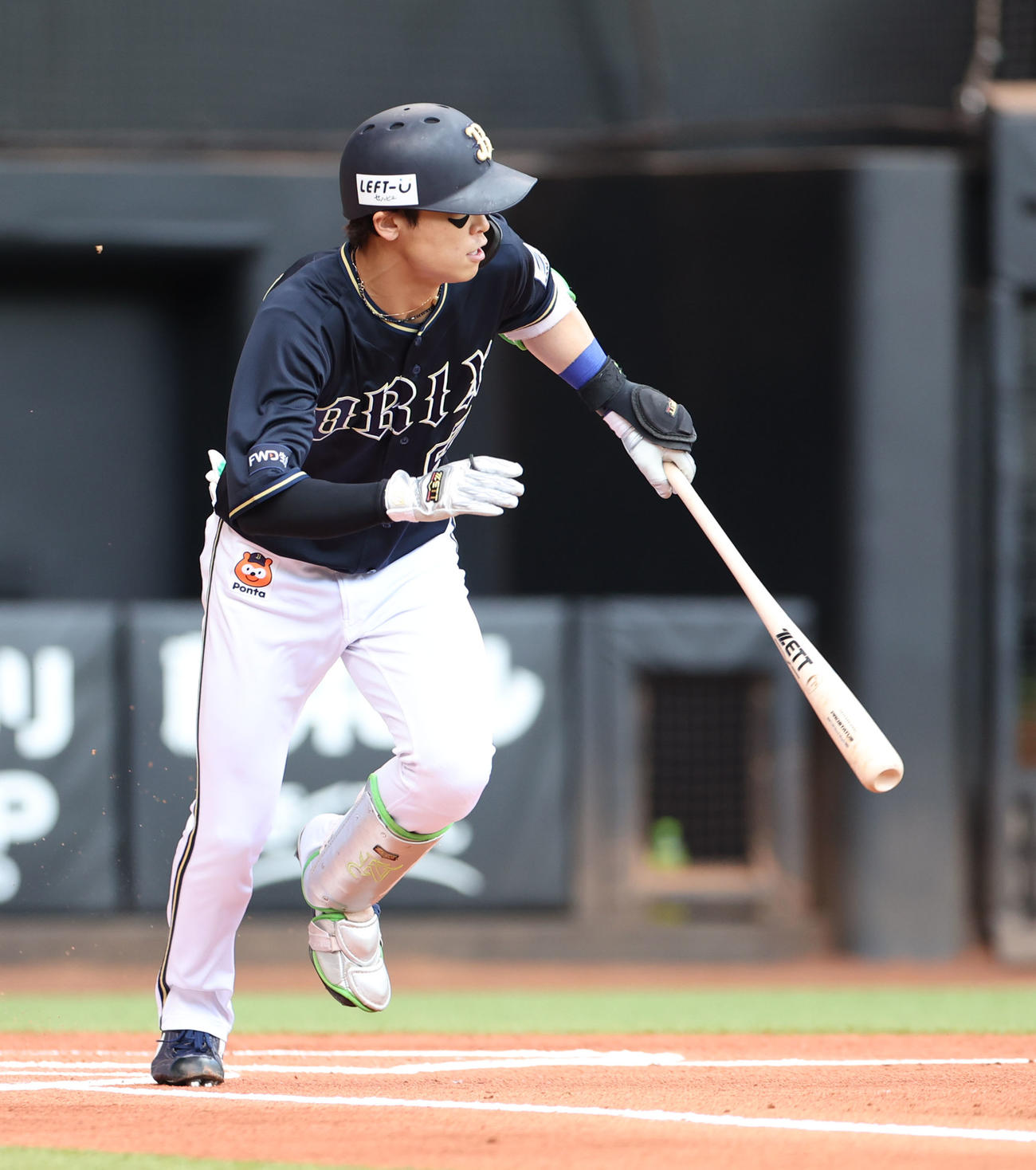 日本ハム対オリックス　1回表オリックス1死二塁、中川圭は左前適時打を放つ（撮影・佐藤翔太）