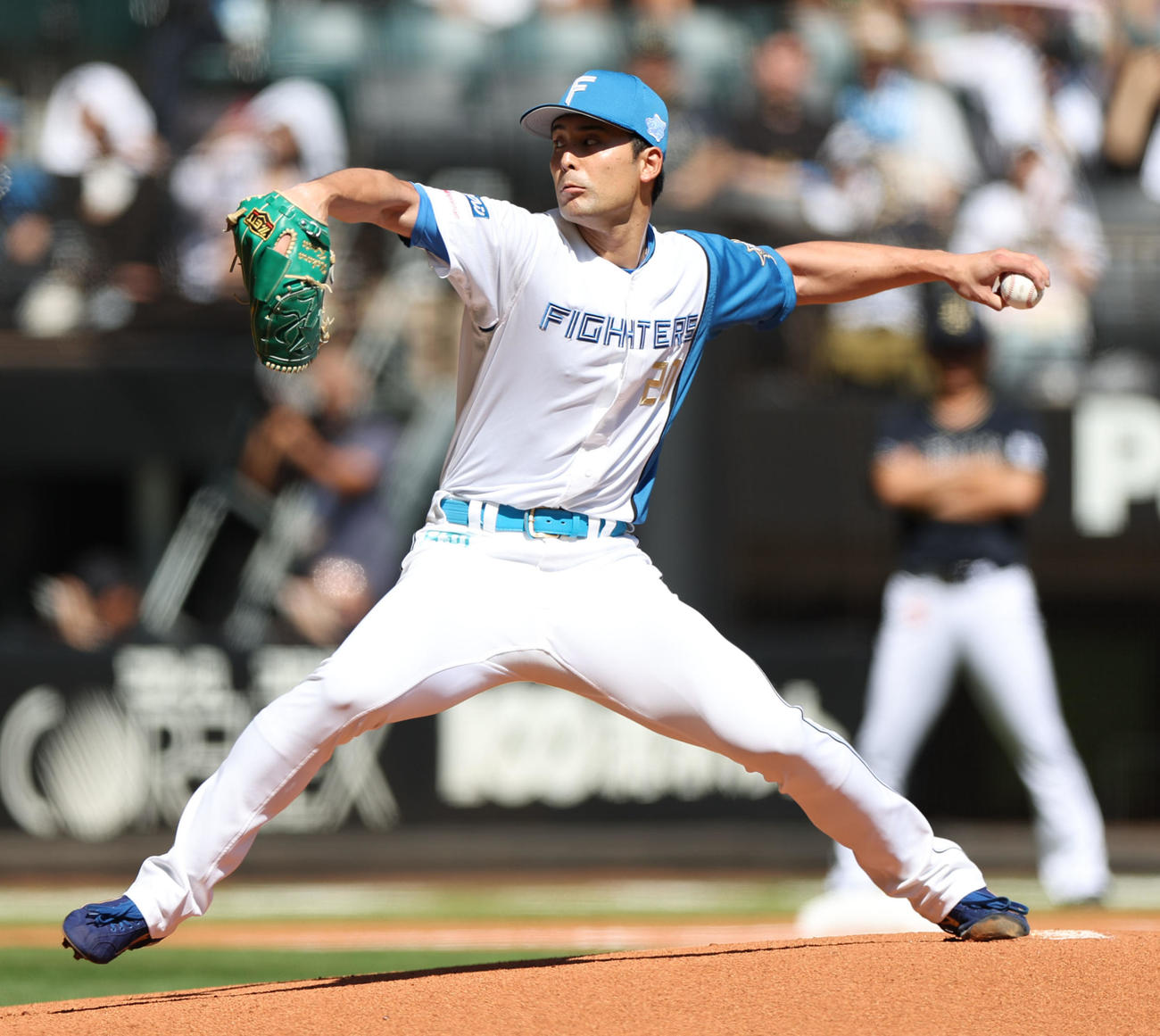 日本ハム対オリックス　日本ハム先発の上原（撮影・佐藤翔太）
