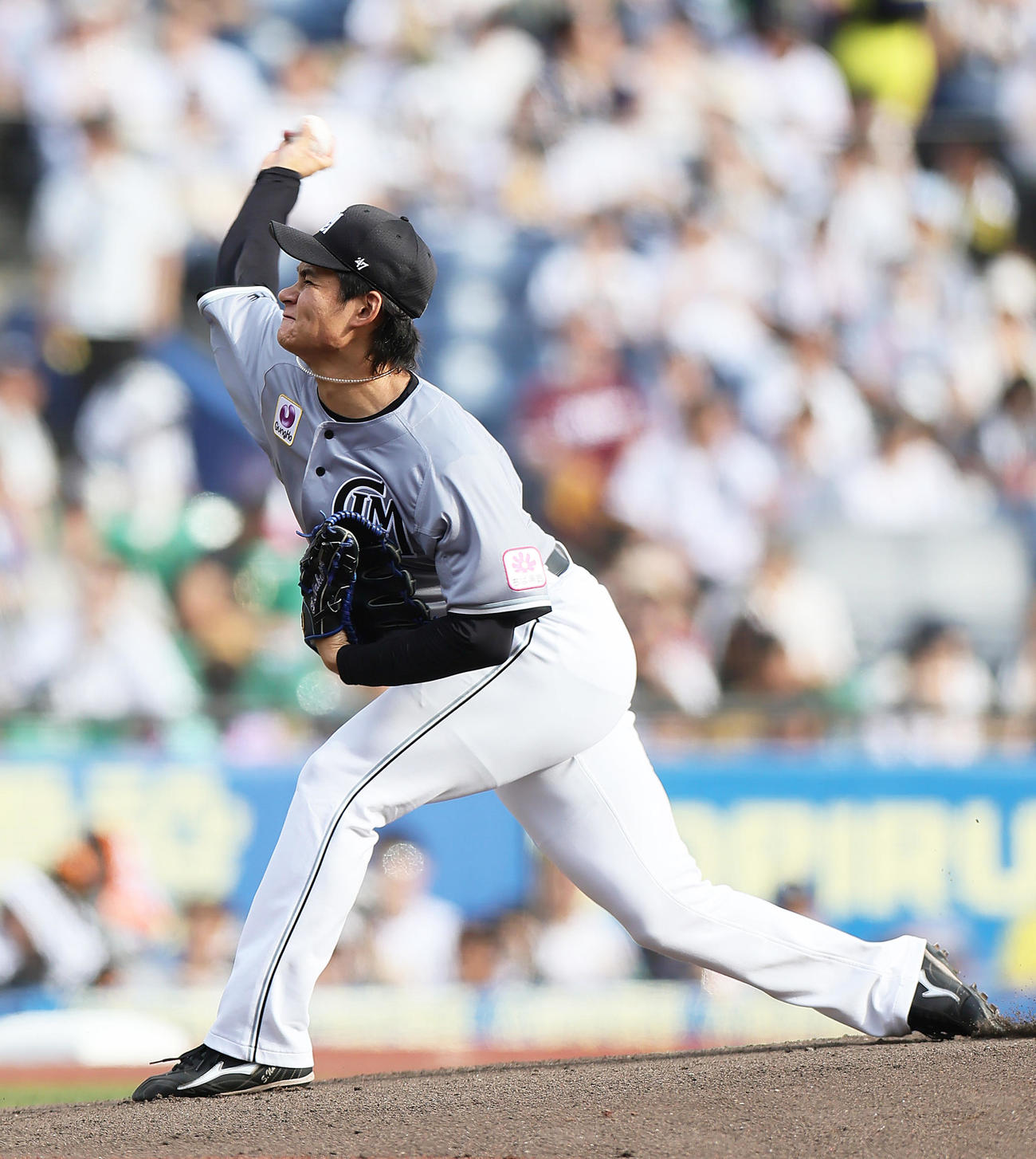 ロッテ先発の中森（撮影・足立雅史）