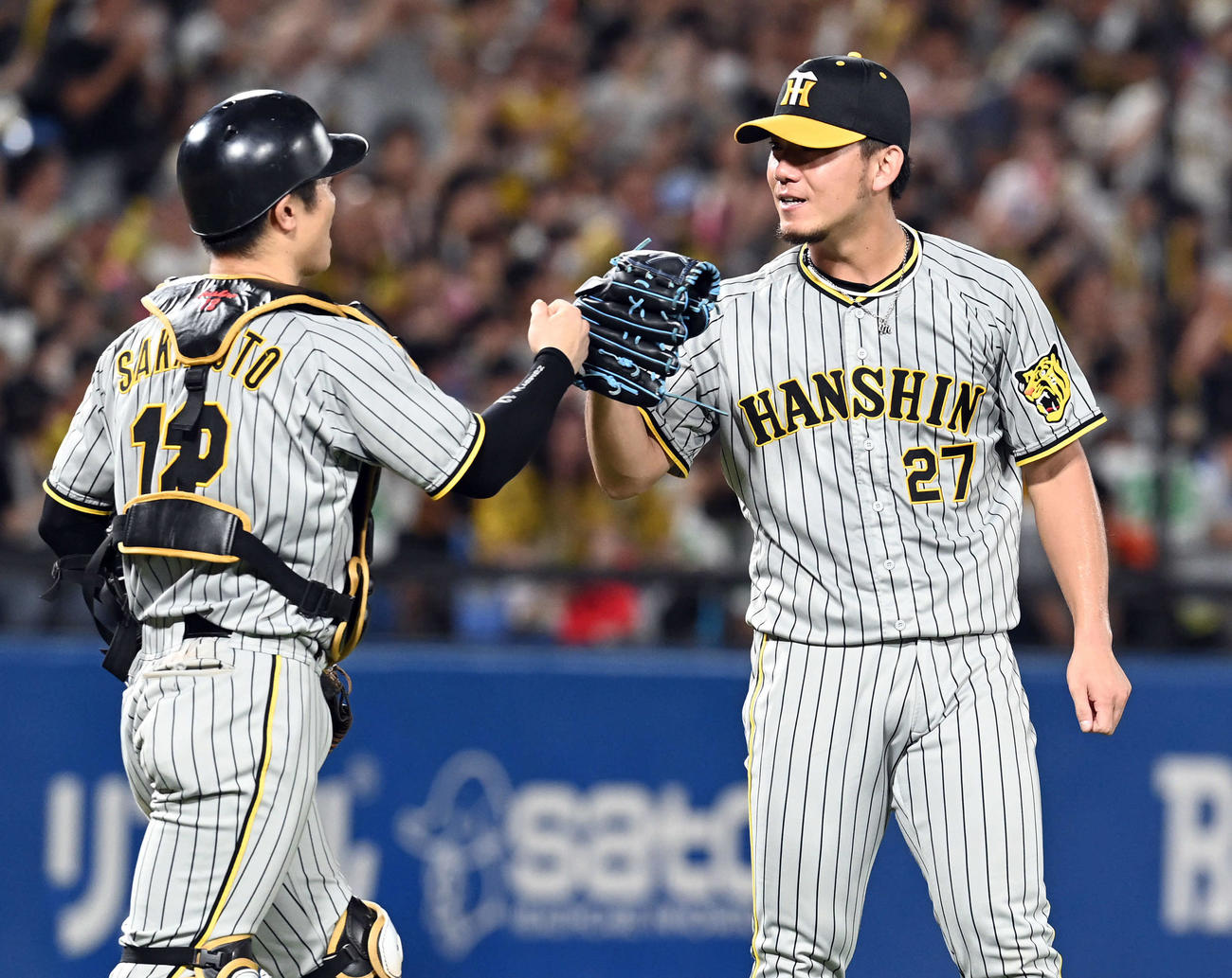 ヤクルト対阪神　今季9勝目を飾った阪神伊藤将（撮影・たえ見朱実）