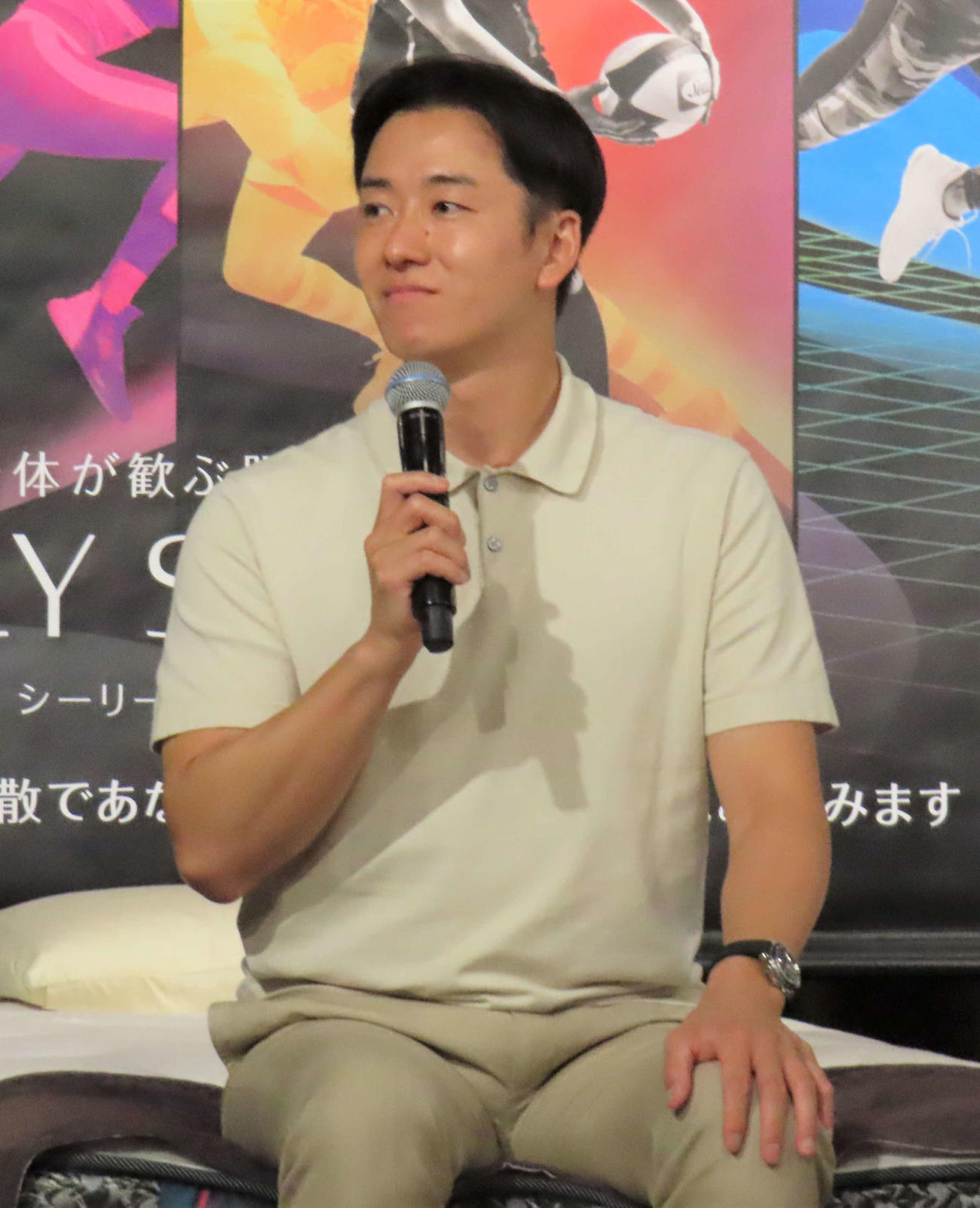 「SEALY SPORTS」新商品発表会イベントに出席した、斎藤佑樹氏＝2023年9月4日