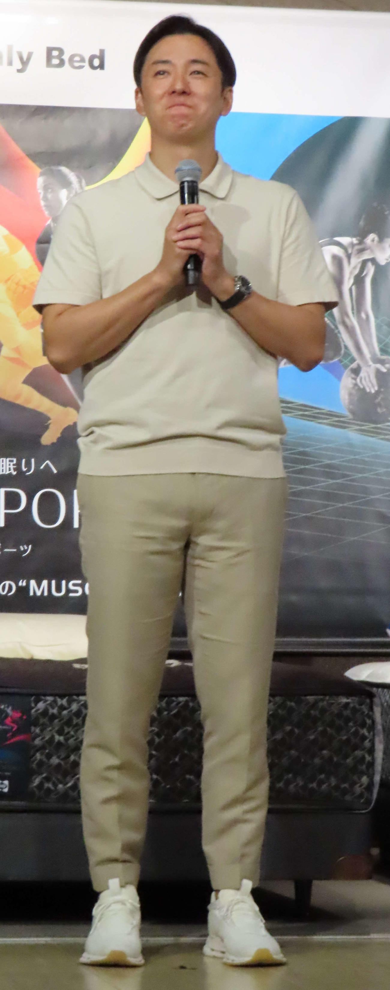 「SEALY SPORTS」新商品発表会イベントに出席した、斎藤佑樹氏＝2023年9月4日