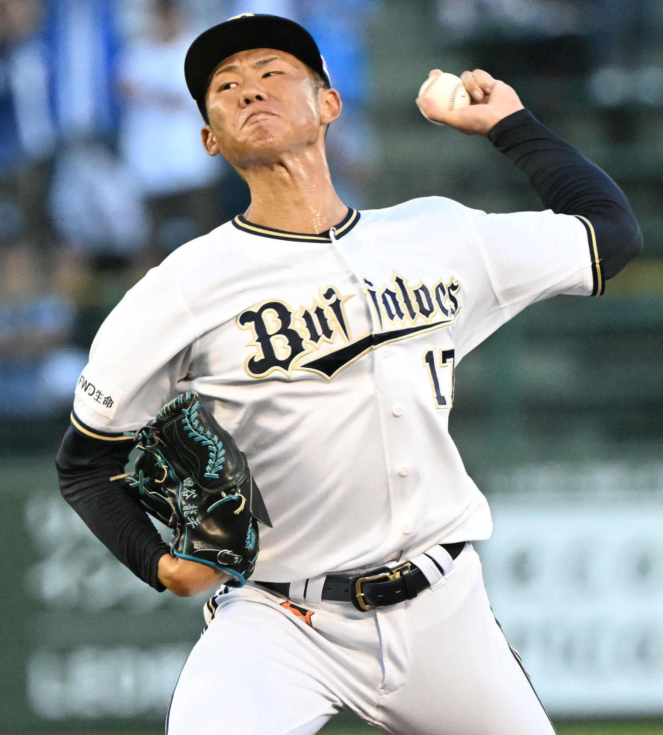 オリックス対西武　先発し、5回1安打無失点と好投したオリックス曽谷（撮影・和賀正仁）