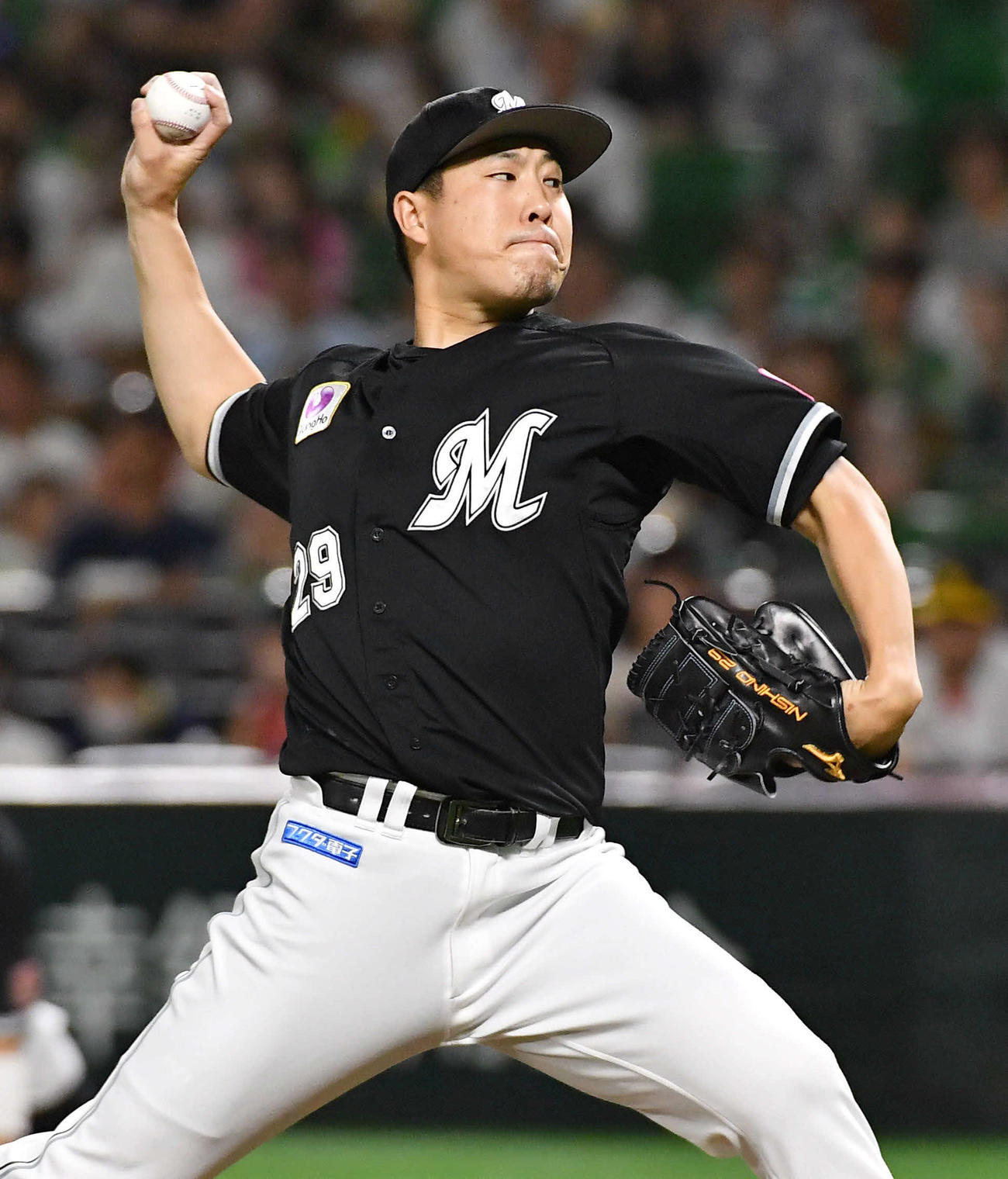 ソフトバンク対ロッテ　ロッテ先発の西野（撮影・岩下翔太）