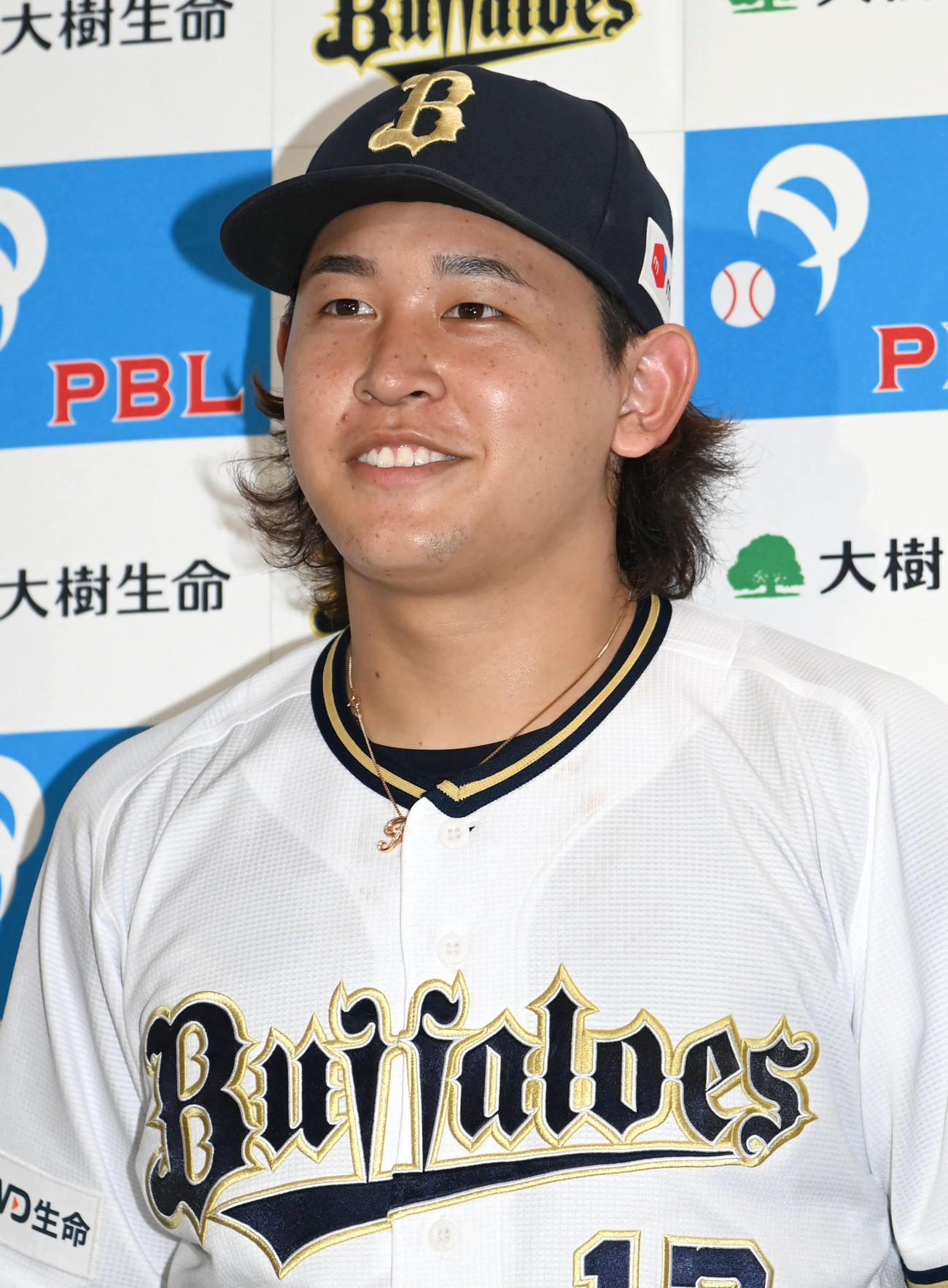 大樹生命月間MVPを受賞したオリックス宮城（撮影・石井愛子）