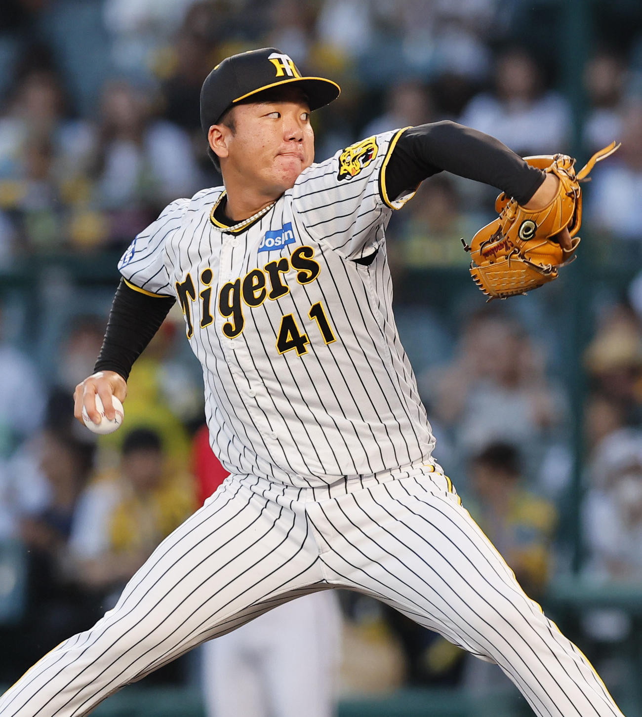 阪神対広島　広島戦に先発した阪神村上（撮影・藤尾明華）