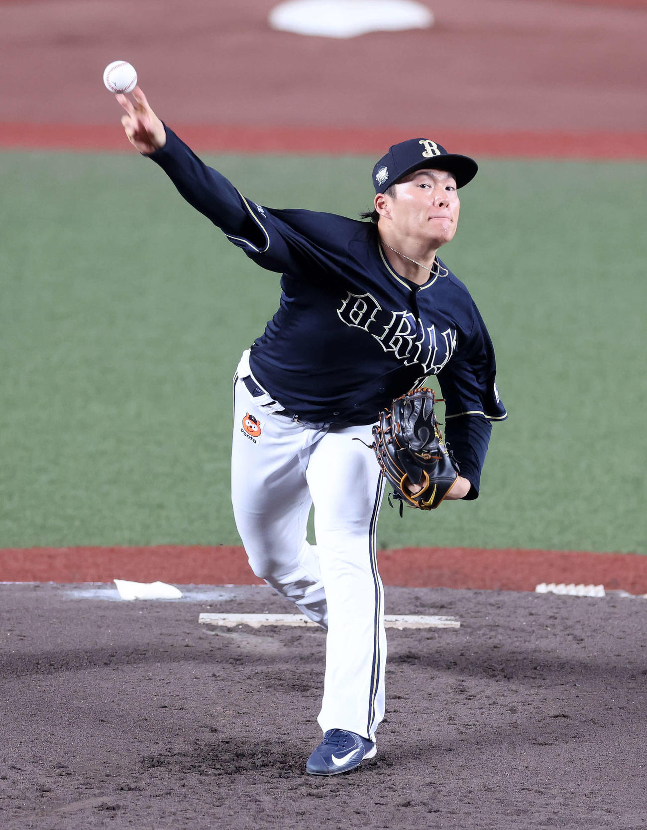 ロッテ対オリックス　力投するオリックス先発の山本（撮影・鈴木正人）