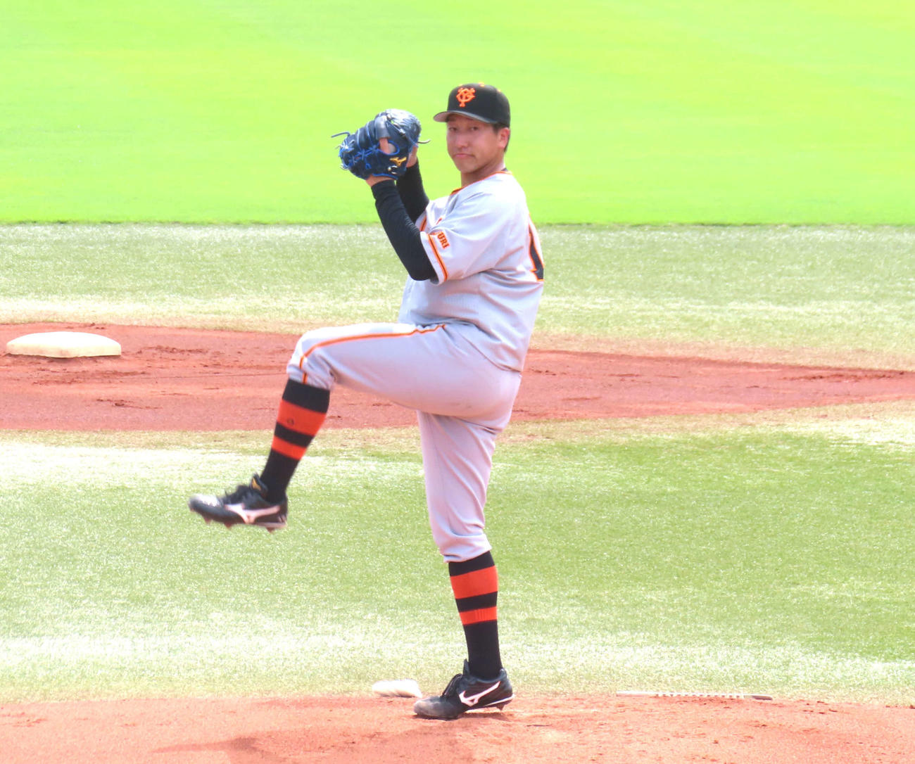 イースタン・リーグヤクルト戦で復帰登板を果たした巨人大勢（撮影・黒須亮）