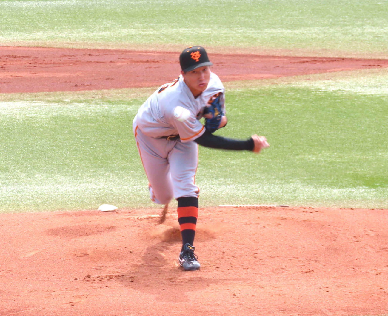 イースタン・リーグヤクルト戦で復帰登板を果たした巨人大勢（撮影・黒須亮）