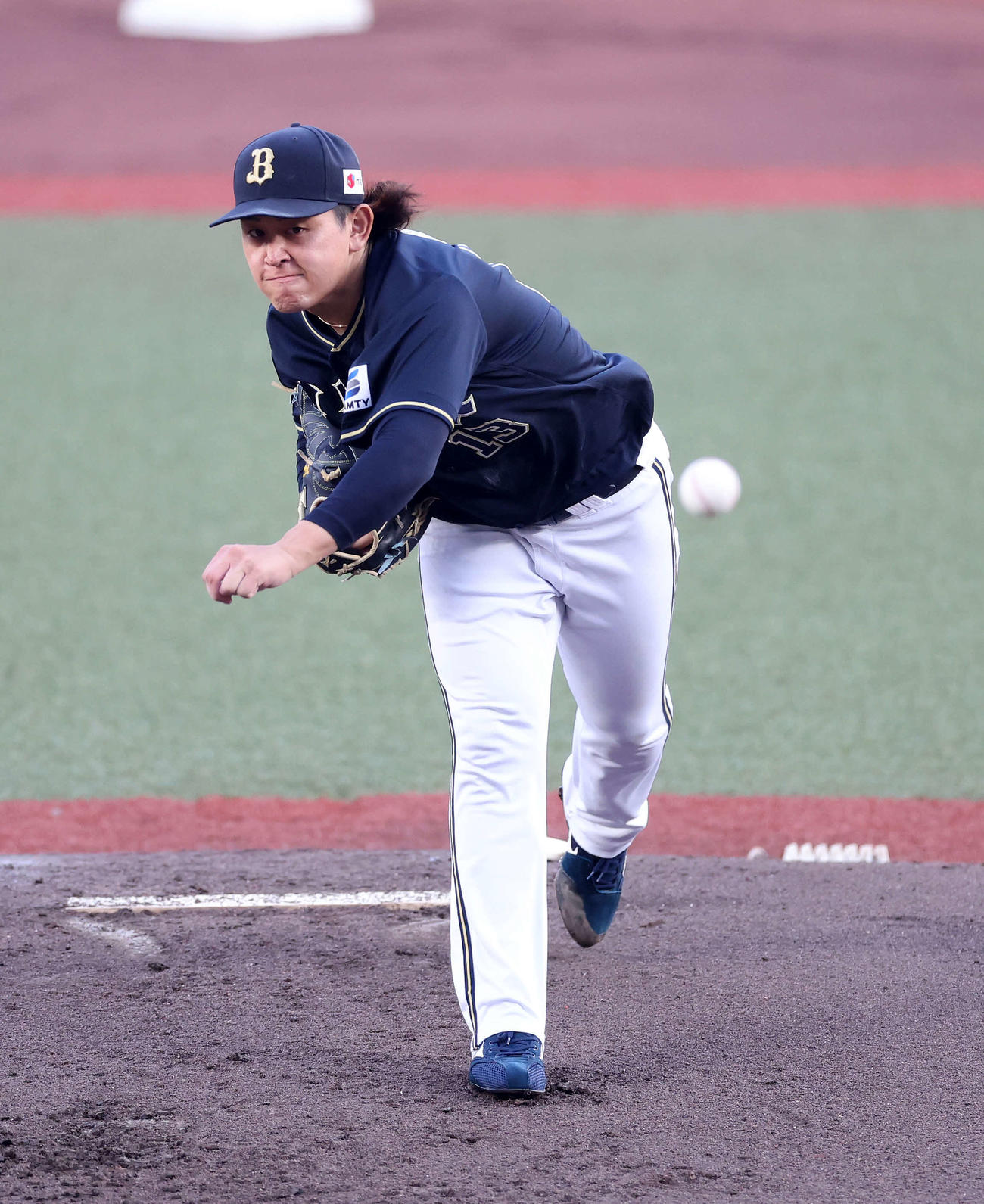 ロッテ対オリックス　力投するオリックス先発の宮城（撮影・鈴木正人）