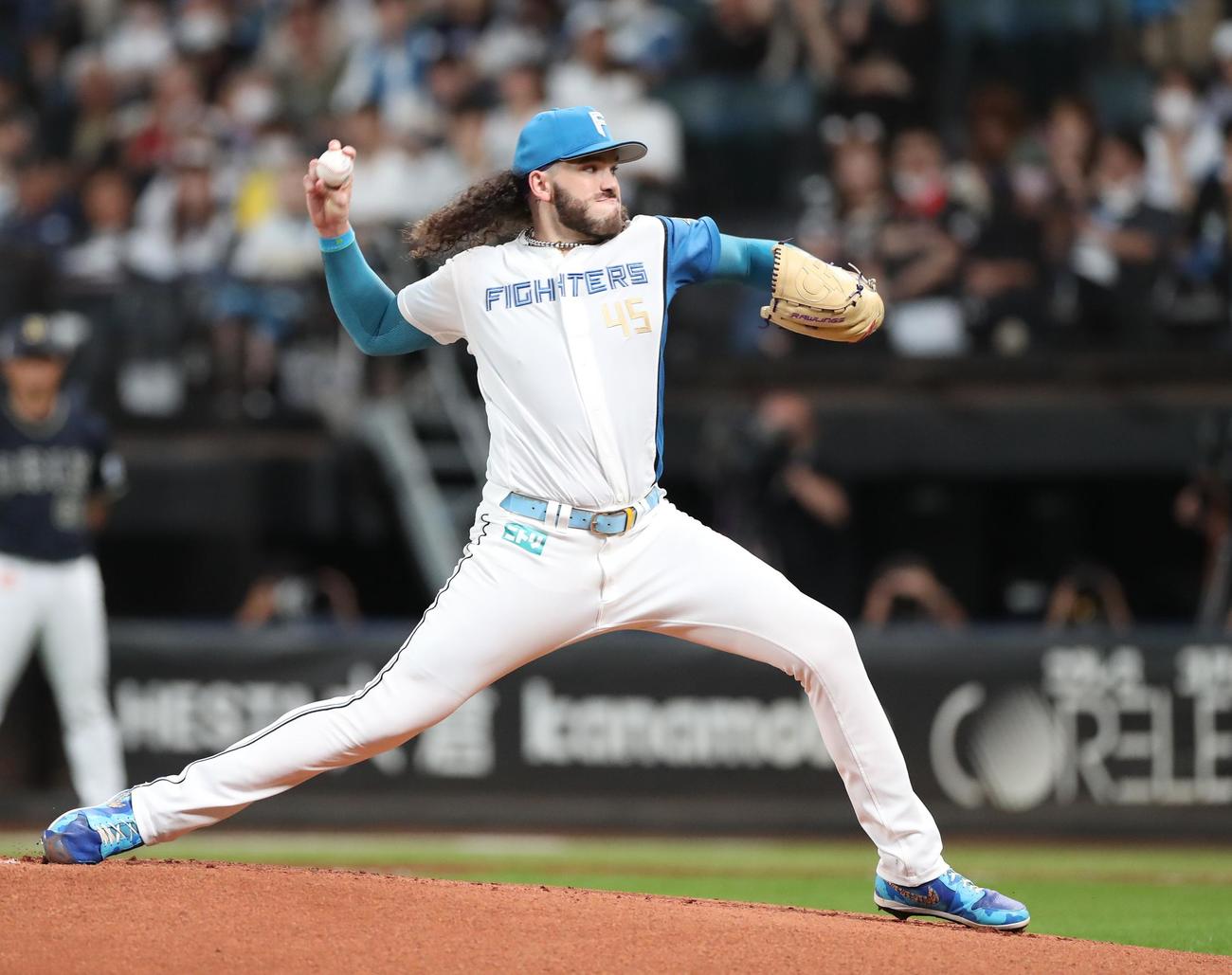 日本ハム対オリックス　日本ハム先発のポンセ（撮影・黒川智章）
