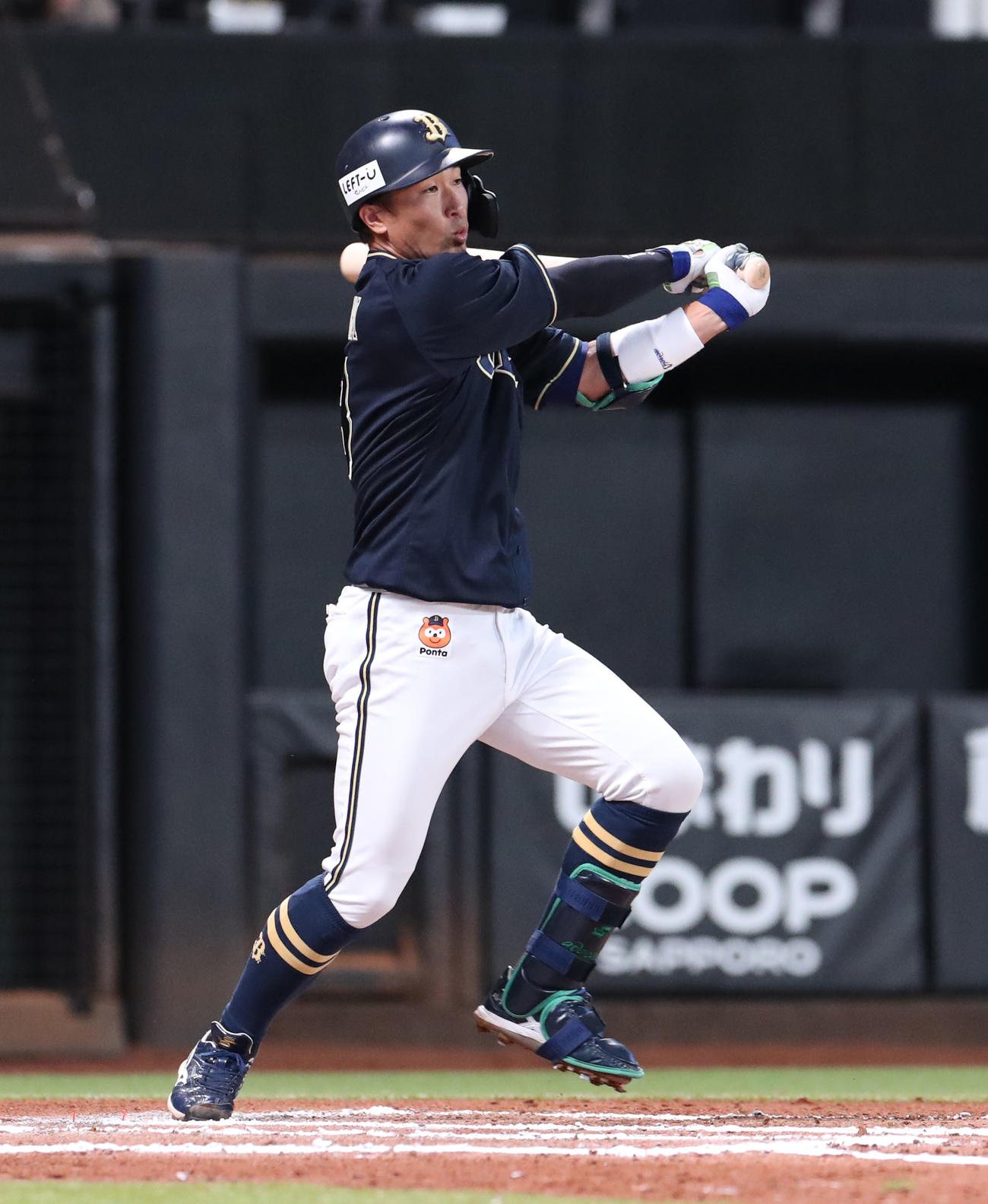 日本ハム対オリックス　6回表オリックス1死三塁、安達は右前適時打を放つ（撮影・佐藤翔太）