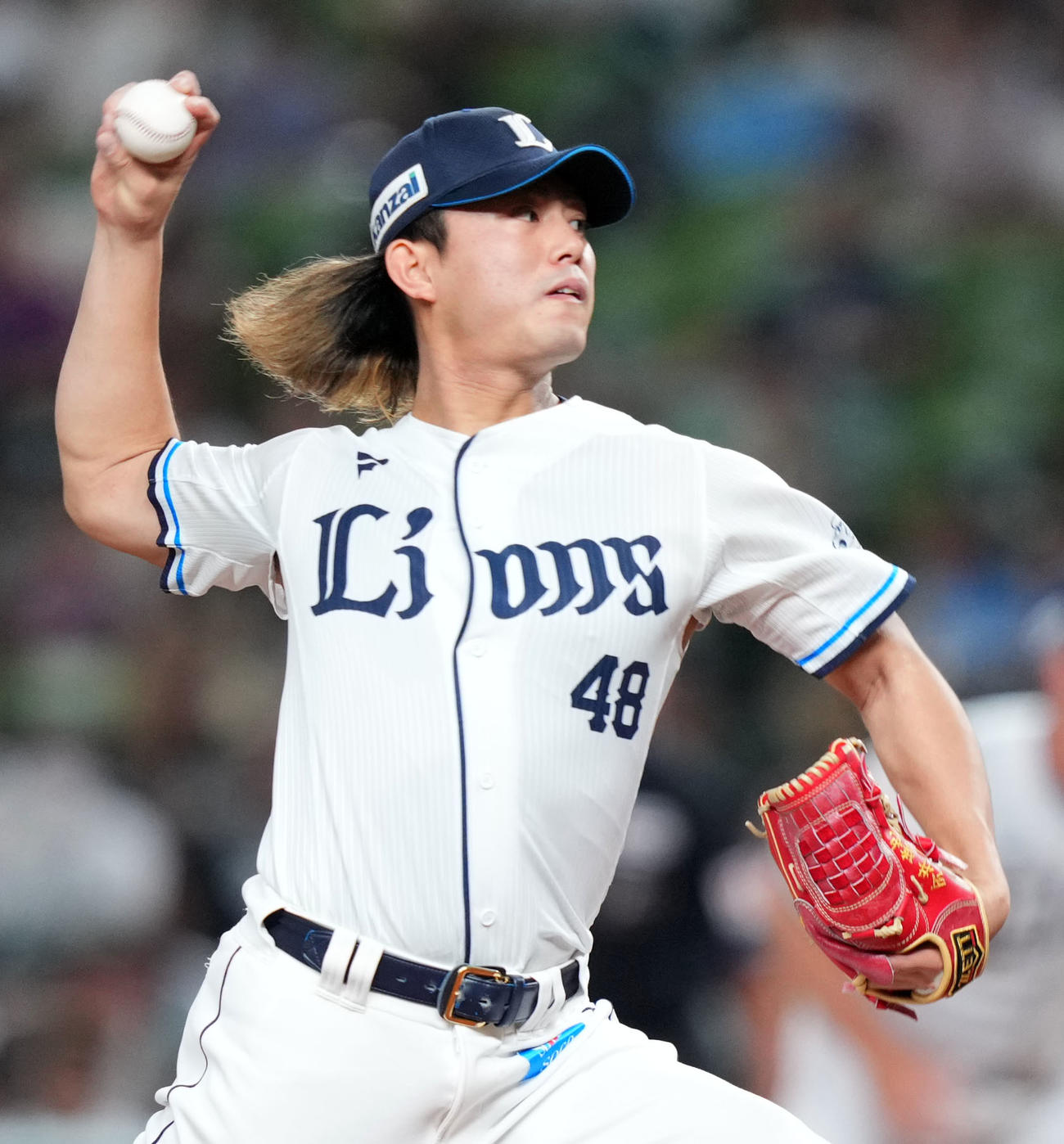 西武対ソフトバンク　力投する西武先発の今井（撮影・横山健太）