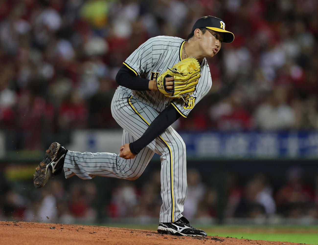 広島対阪神　3回裏、阪神2番で登板する門別（撮影・前田充）