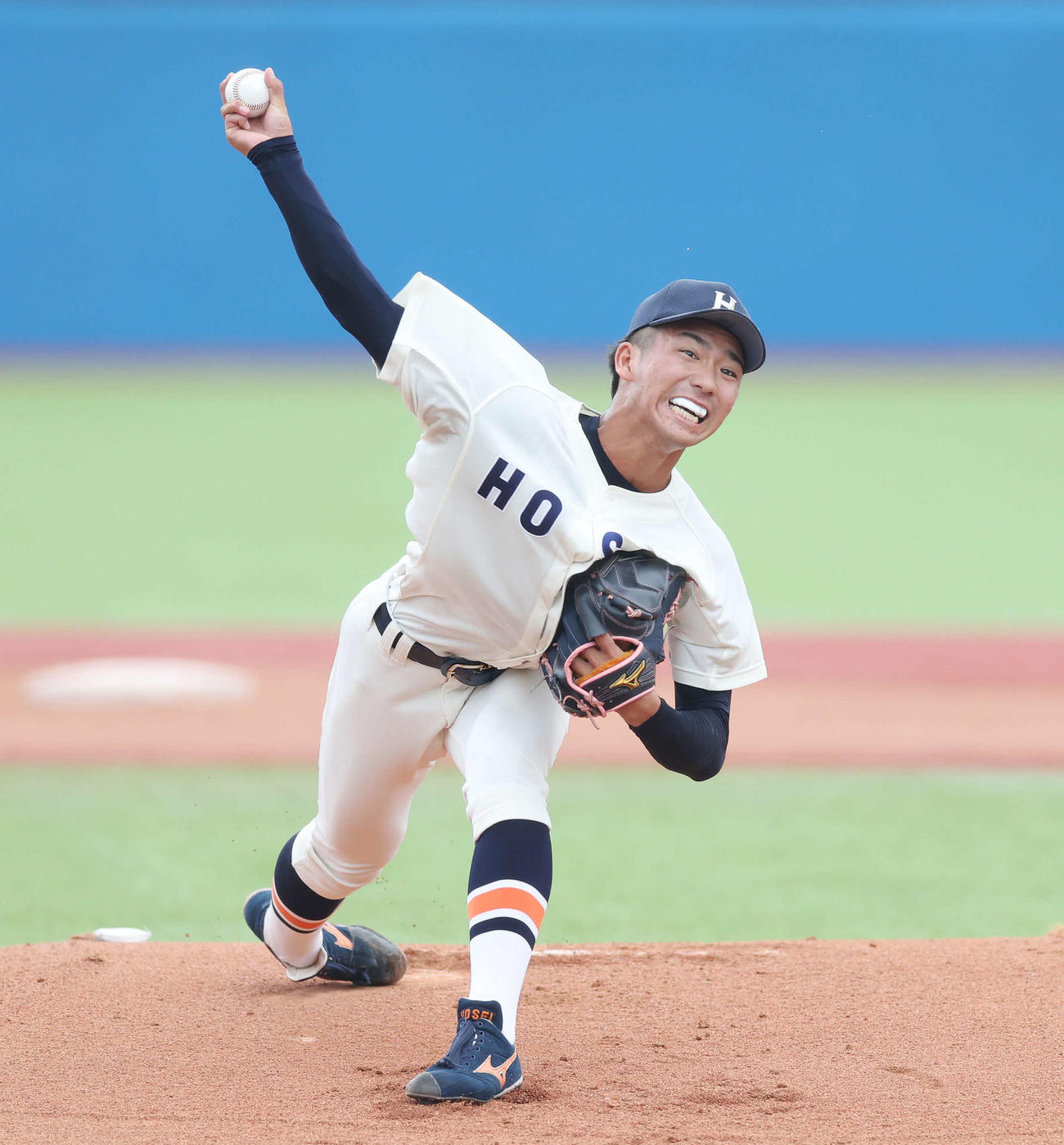 立大対法大　法大先発の篠木（撮影・宮地輝）