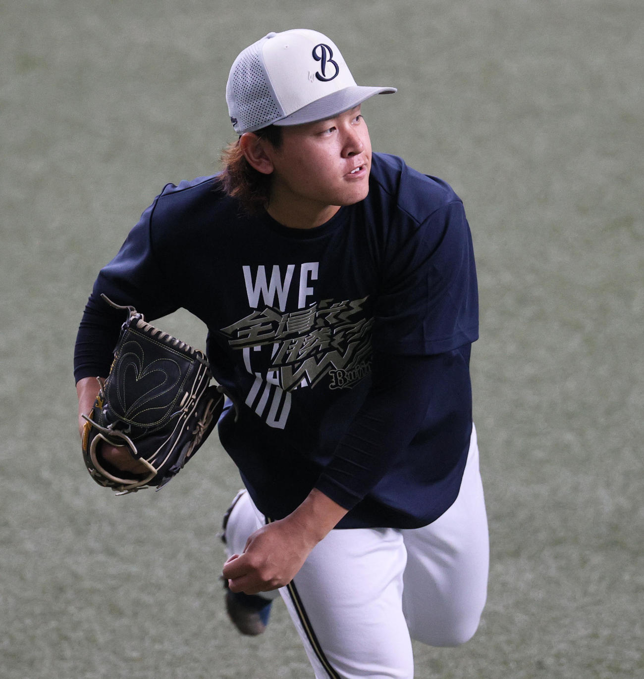 オリックス対楽天　試合前、キャッチボールするオリックス宮城（撮影・上山淳一）