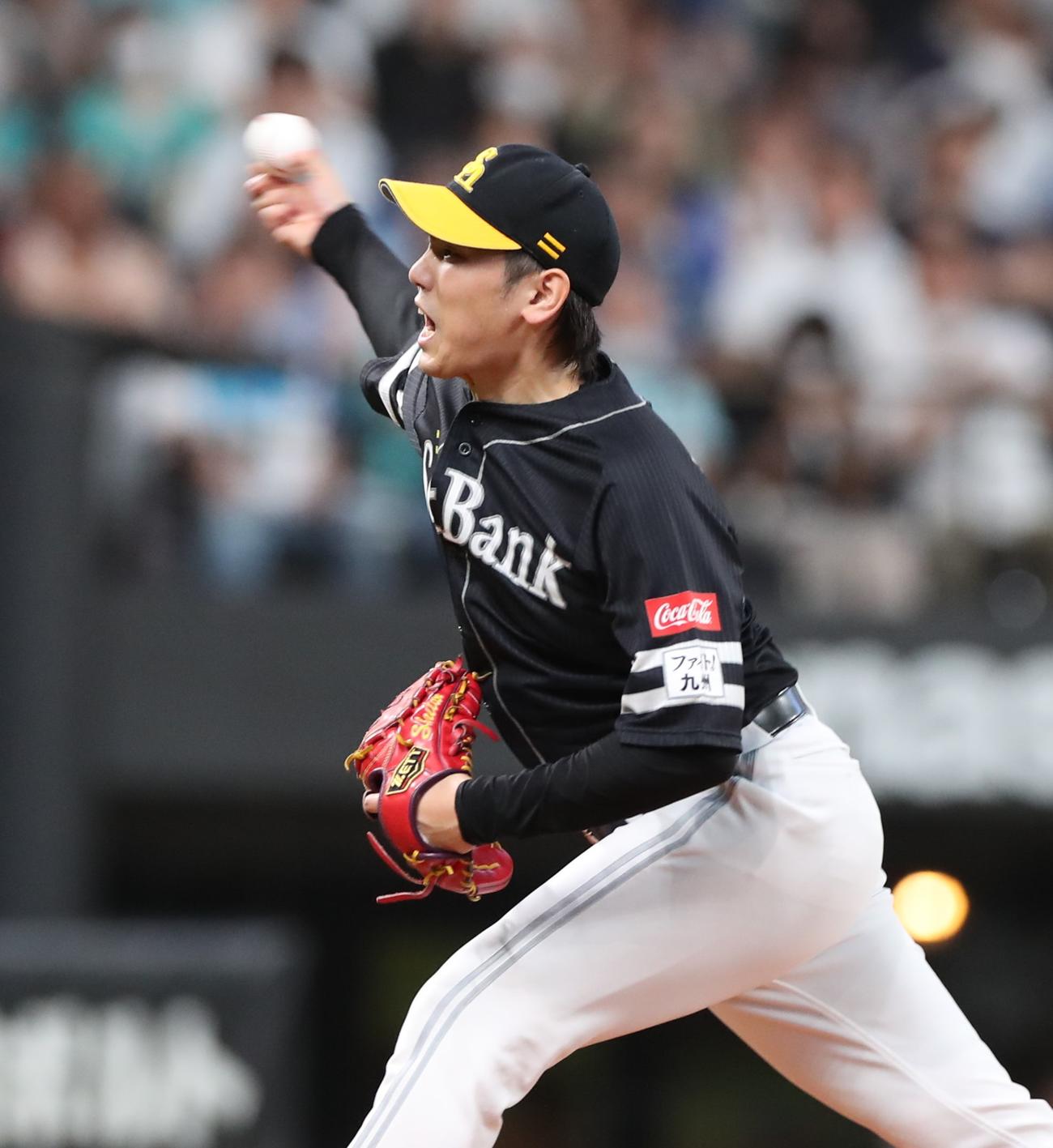 日本ハム対ソフトバンク　ソフトバンク先発の石川（撮影・黒川智章）
