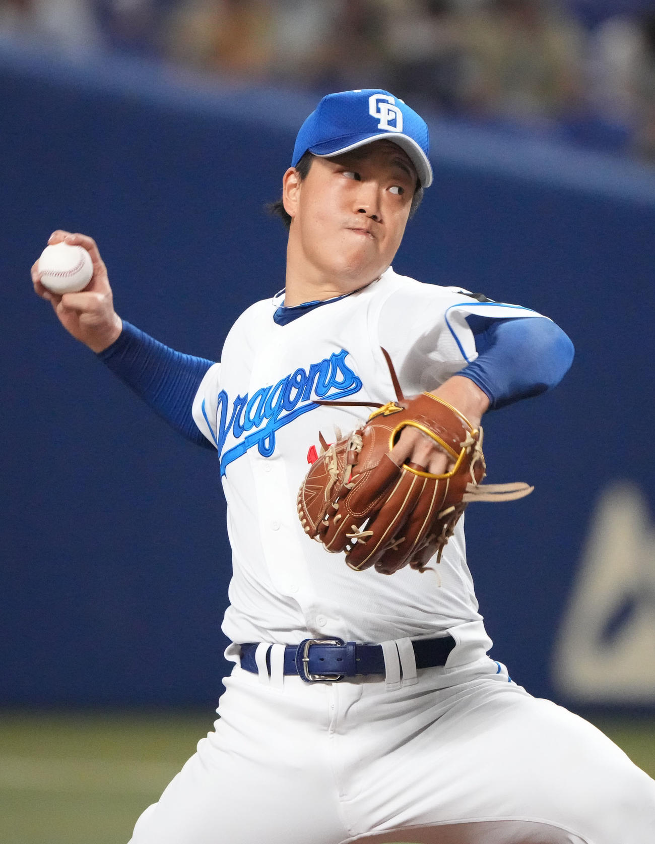 中日対広島　4回表、力投する中日先発の柳（撮影・森本幸一）