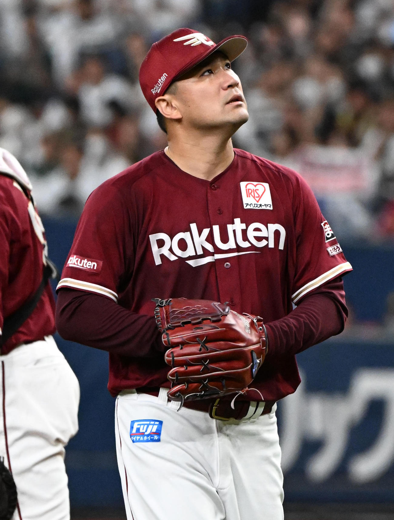 オリックス対楽天　3回裏途中で降板する田中将（撮影・石井愛子）