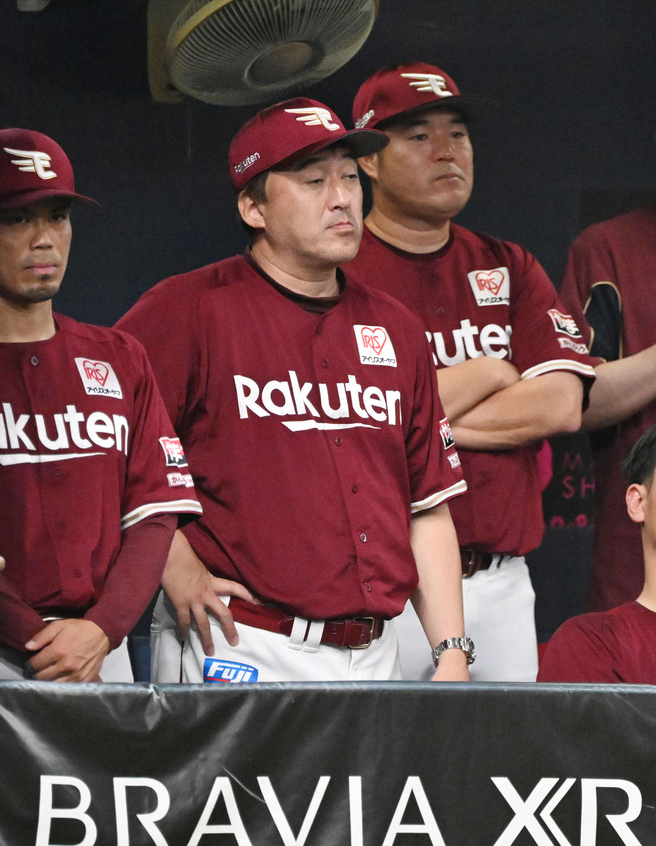 オリックス対楽天　4回、ベンチから戦況を見る楽天石井監督（撮影・和賀正仁）