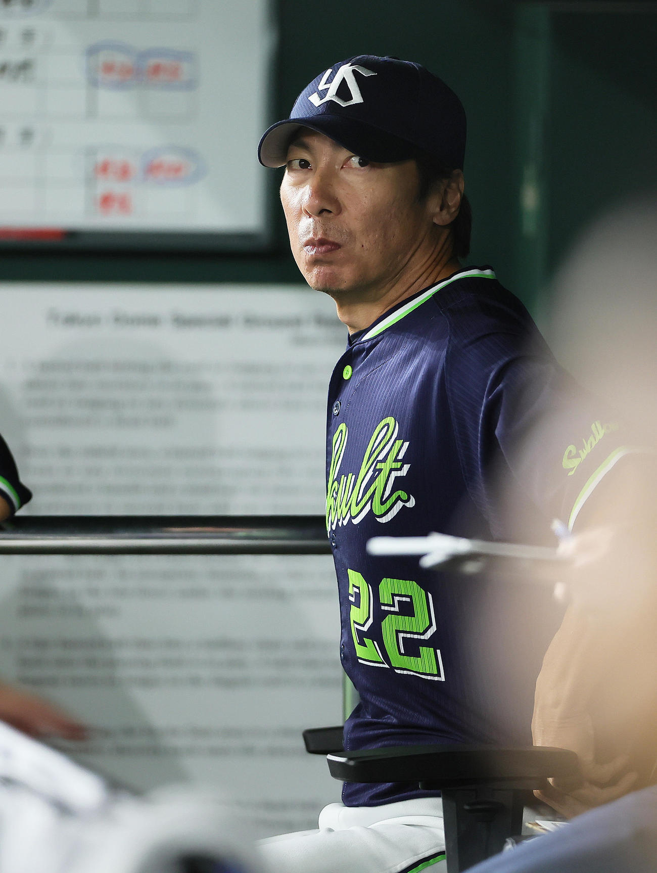 巨人対ヤクルト　戦況を見つめるヤクルト高津監督（撮影・足立雅史