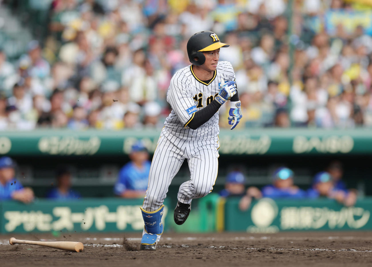 阪神対DeNA 8回裏阪神1死一、二塁、二ゴロ併殺に倒れる代打近本（撮影・前田充）