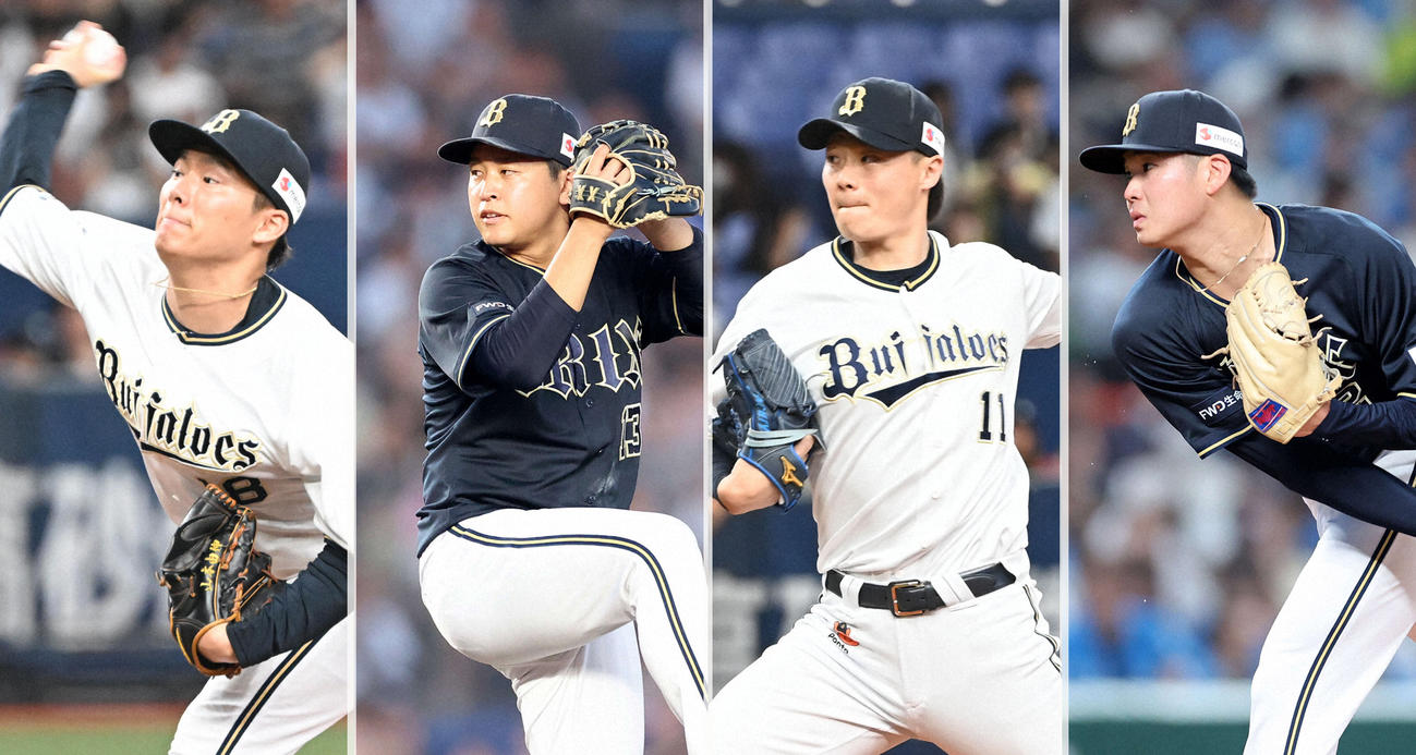 左から山本由伸、宮城大弥、山崎福也、山下舜平大