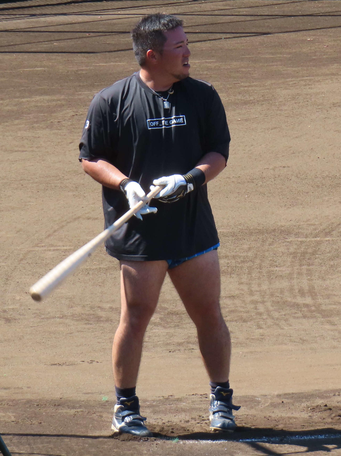 打撃練習を行う西武の山川穂高