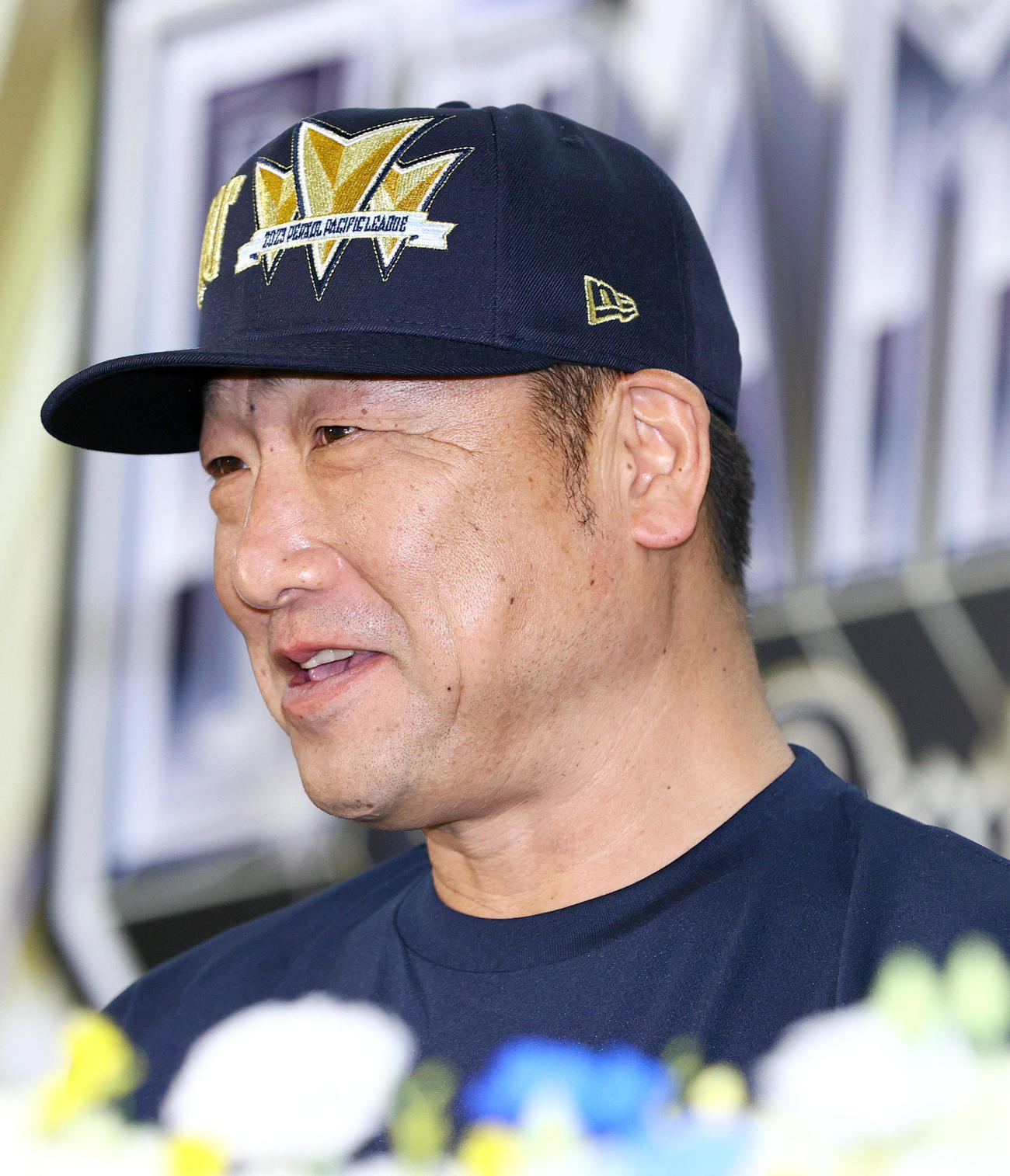 オリックス対ロッテ　パ・リーグ3連覇を決め、記者会見するオリックス中嶋監督（撮影・上山淳一）