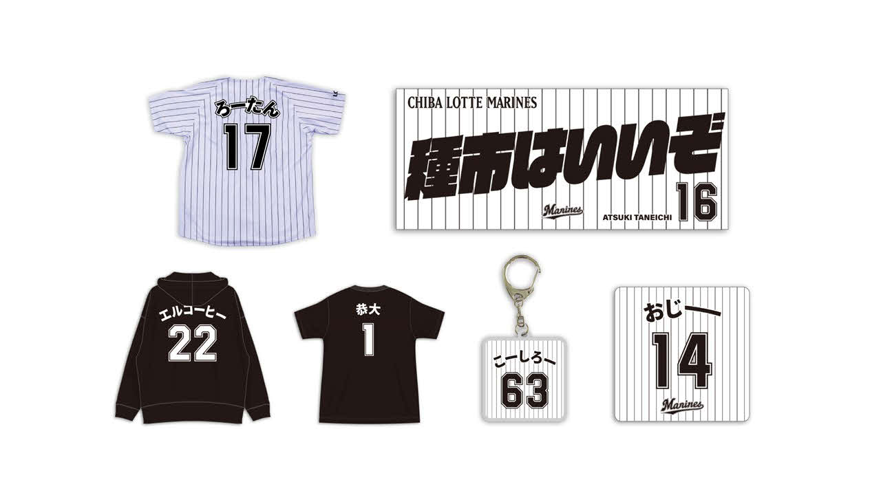 ロッテがオンラインストアで受注販売するニックネームグッズ第1弾のイメージ（球団提供）