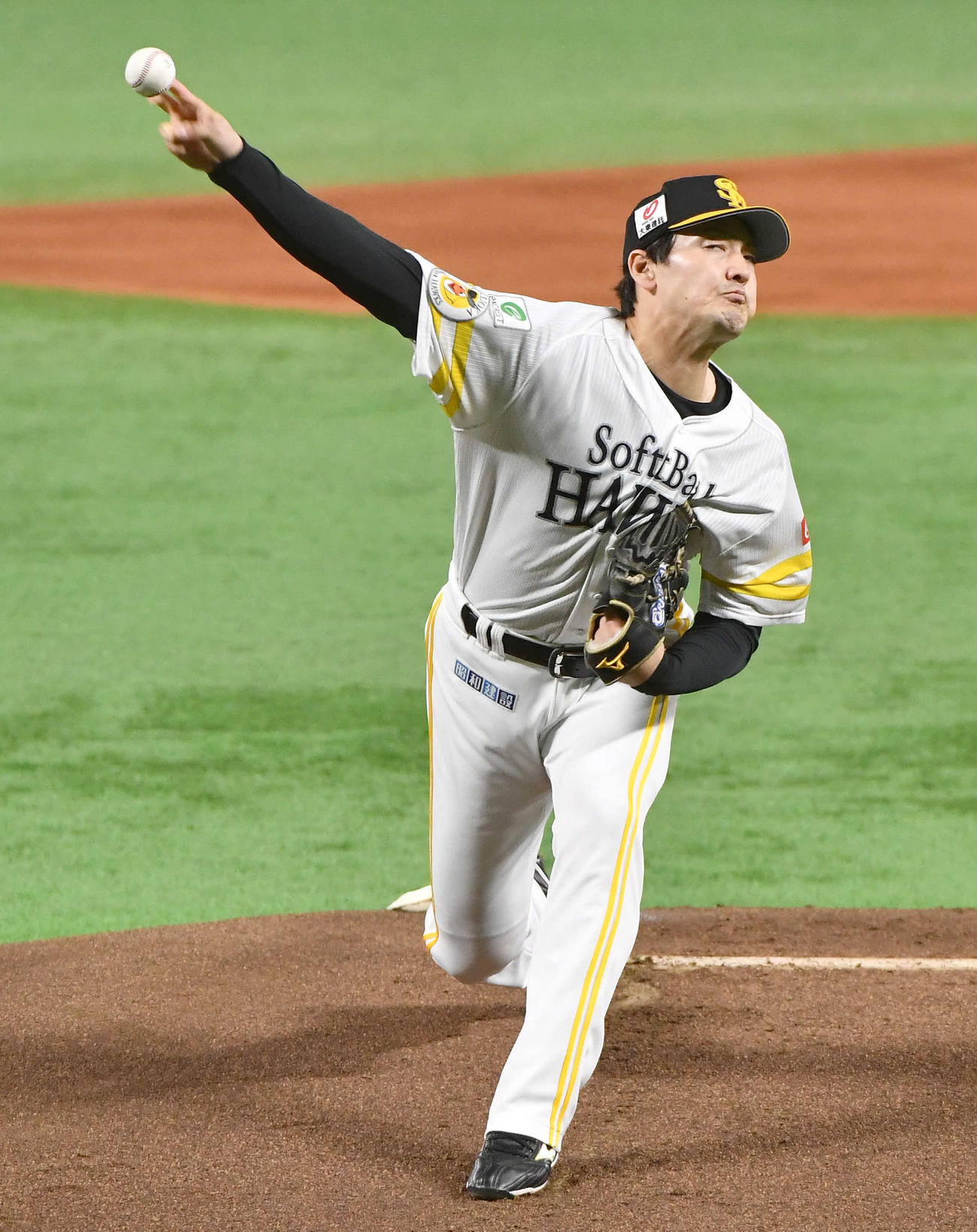 ソフトバンク対ロッテ　ソフトバンク先発の有原（撮影・岩下翔太）