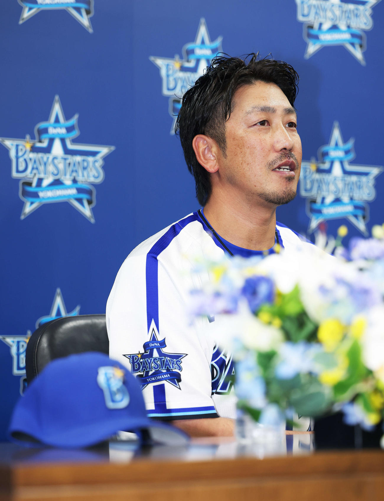 引退会見に臨むDeNA藤田（撮影・河田真司）