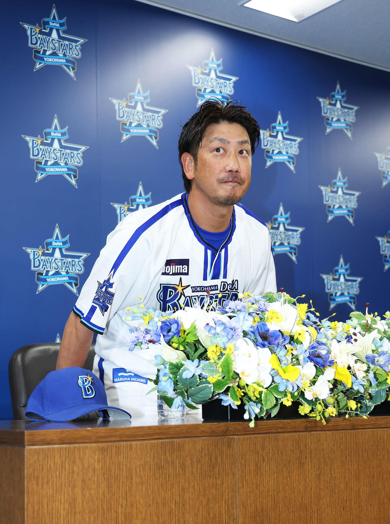 引退会見に臨むDeNA藤田（撮影・河田真司）