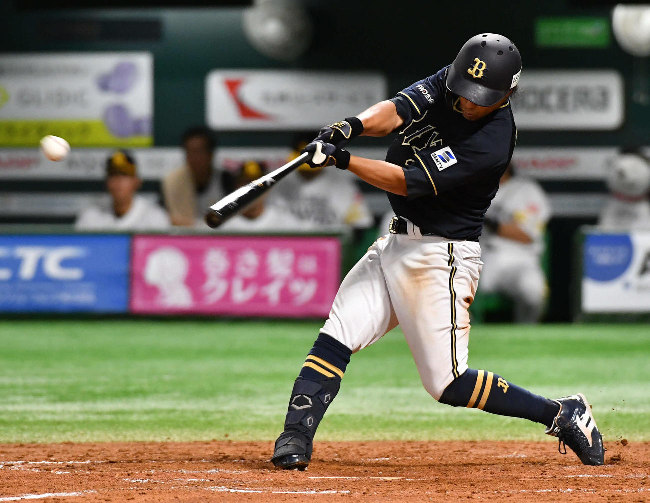 ソフトバンク対オリックス　4回表オリックス1死、福田は左前安打を放つ（撮影・岩下翔太）