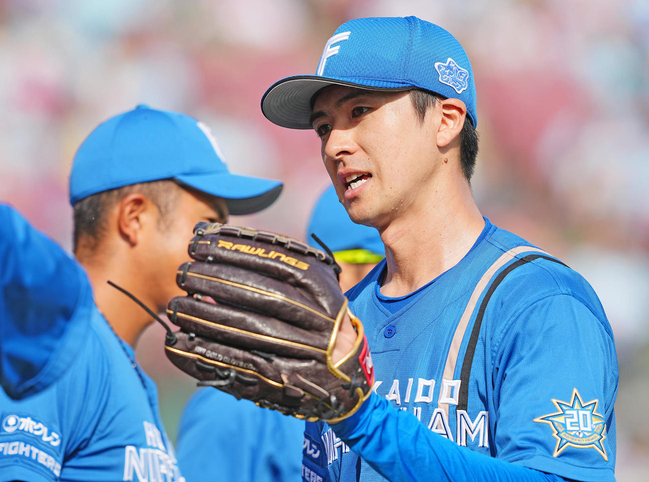 楽天対日本ハム　2回裏楽天の攻撃を無失点に抑え笑顔を見せる日本ハム先発の上沢（撮影・垰建太）