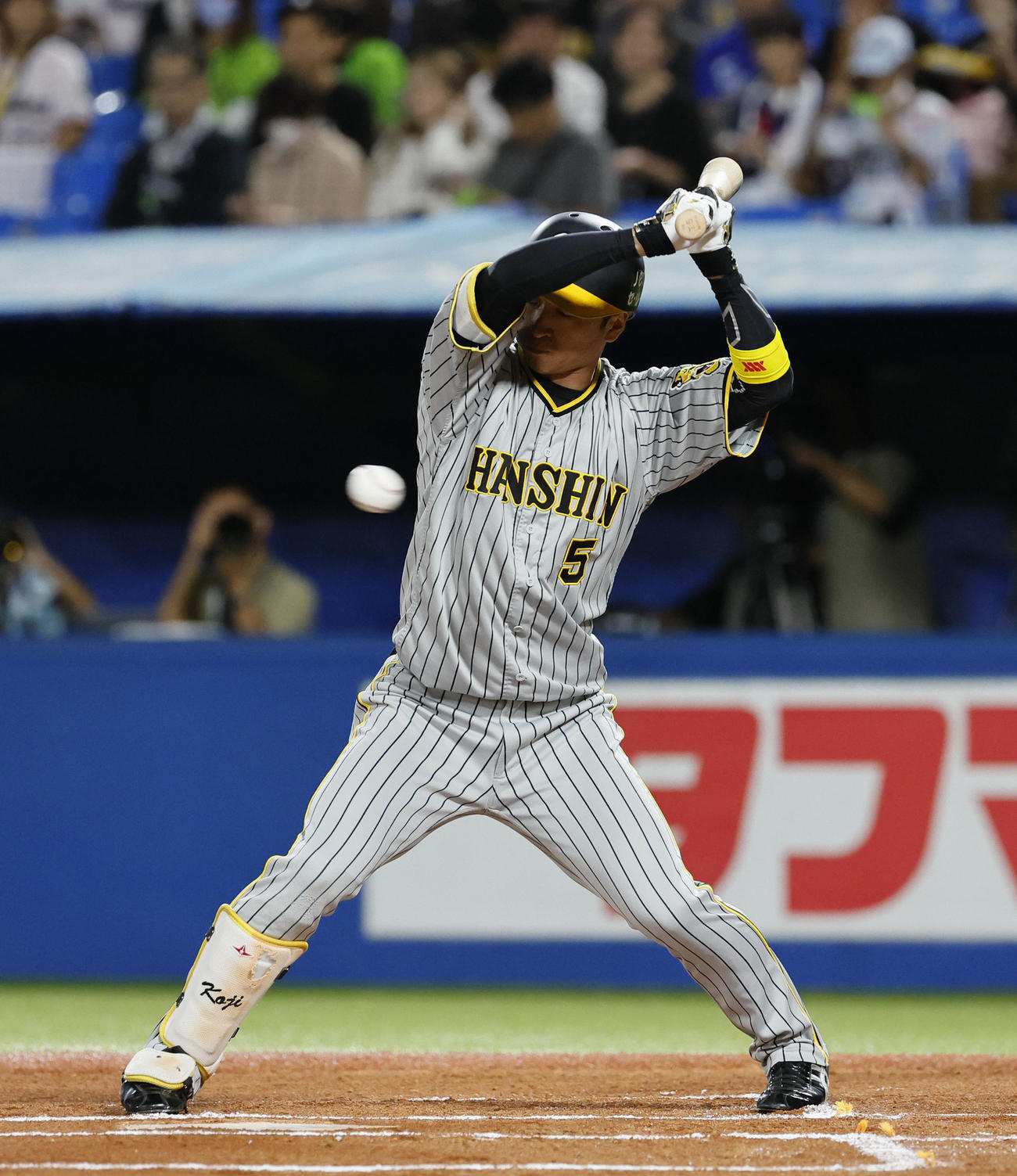 ヤクルト対阪神　1回表阪神無死、四球を選ぶ近本（撮影・藤尾明華）