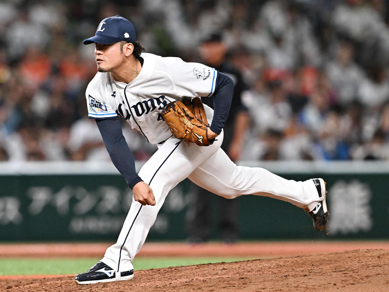 西武対ロッテ　8回表から西武2番手で登板した田村（撮影・滝沢徹郎）