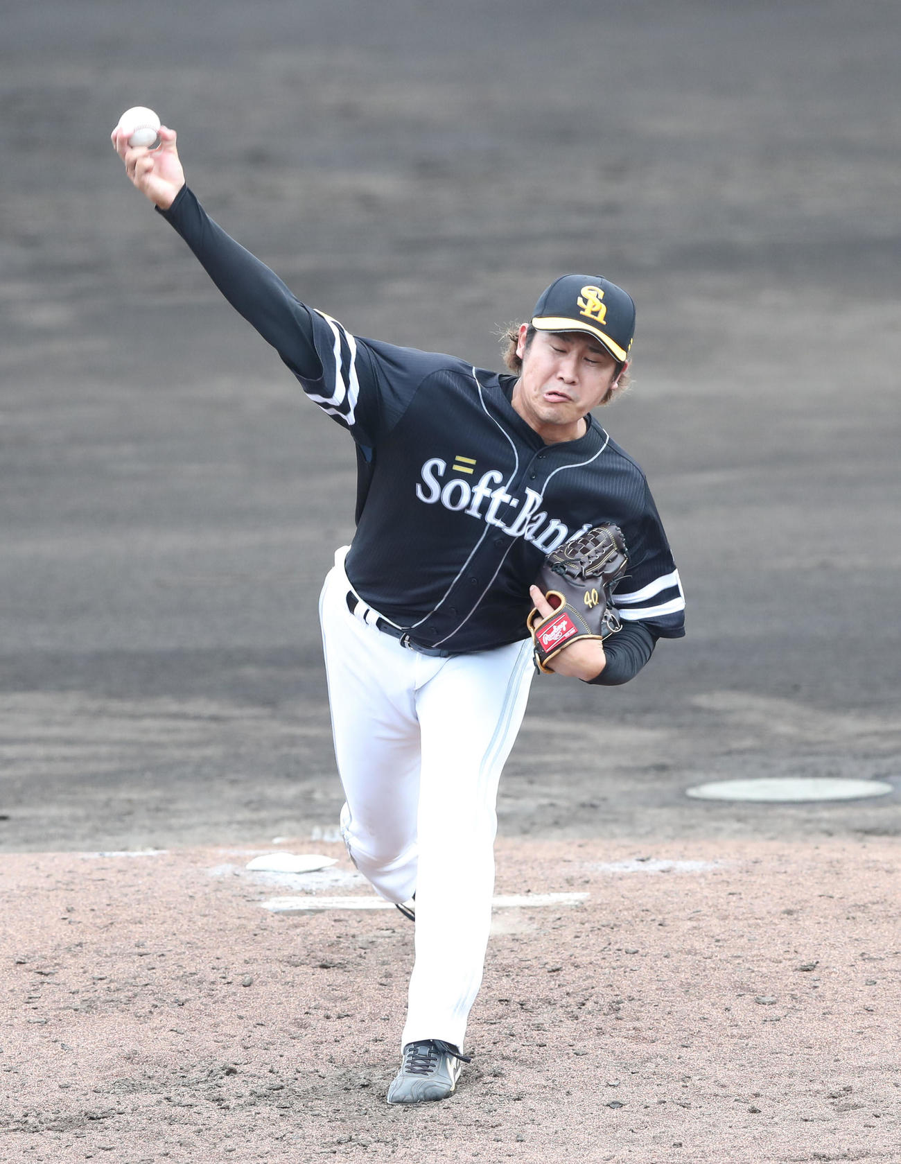 広島対ソフトバンク　ソフトバンク先発・杉山（撮影・梅根麻紀）
