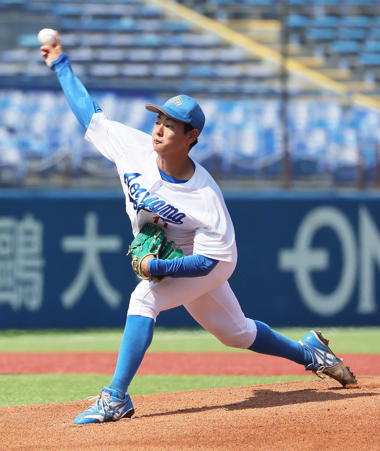 東洋大対青学大　青学大先発の下村（撮影・足立雅史）