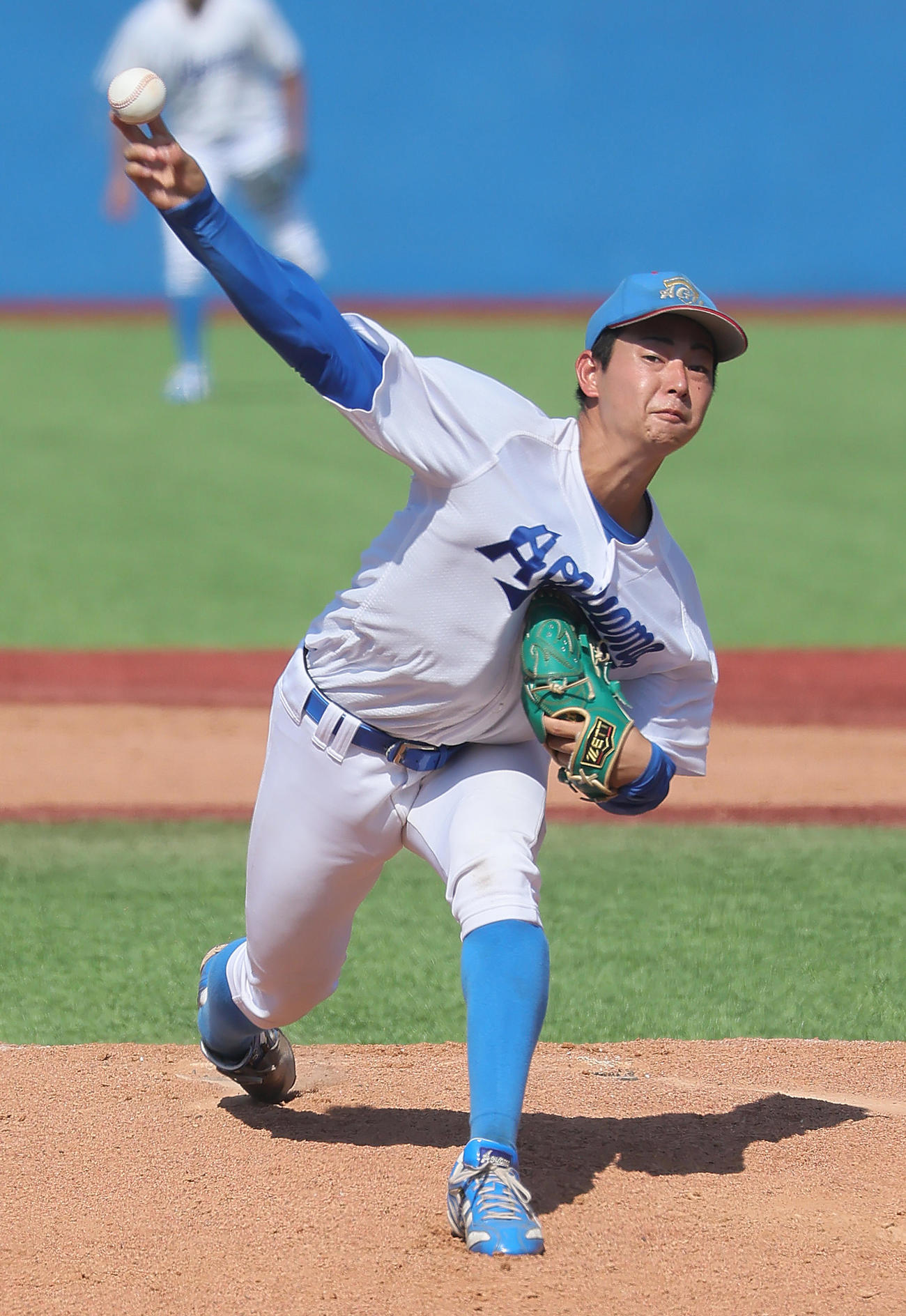 東洋大対青学大　青学大先発の下村（撮影・足立雅史）
