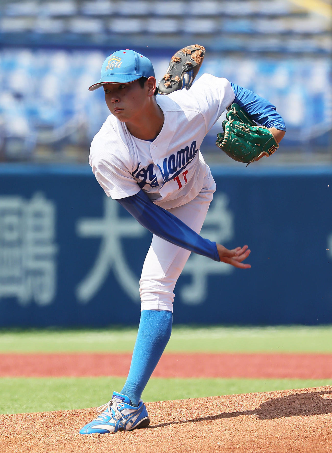 東洋大対青学大　青学大先発の下村（撮影・足立雅史）