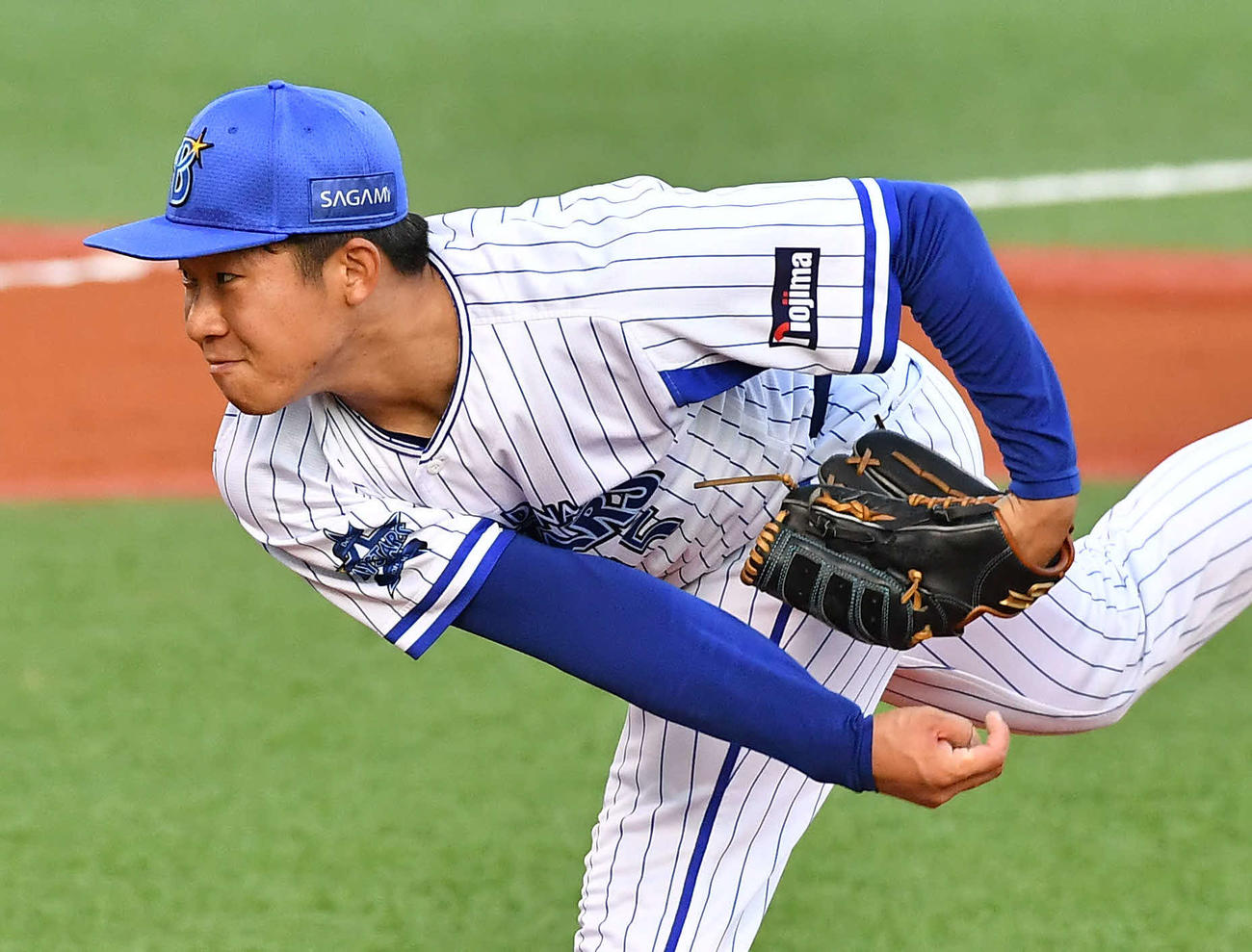 昨年のフレッシュ球宴で登板し1回無失点に抑えたDeNA徳山壮磨（2022年7月23日撮影）